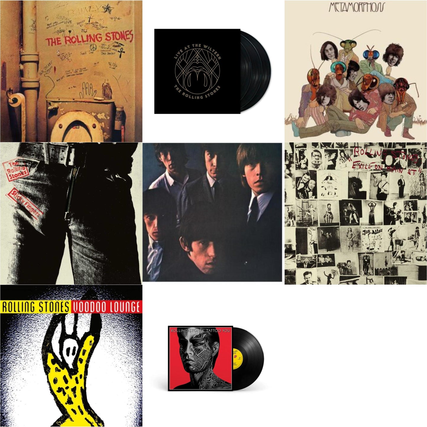 Rolling Stones - Beggars Banquet & Rolling Stones No.2 (180G) & Metamorphosis & Tattoo You (2021 Remaster) & Live At The Wiltern (3LP) & Voodoo Lounge (30Th Anniversary) (Red/Yellow Vinyl/2LP) & Sticky Fingers & Exile On Main Street (2LP)