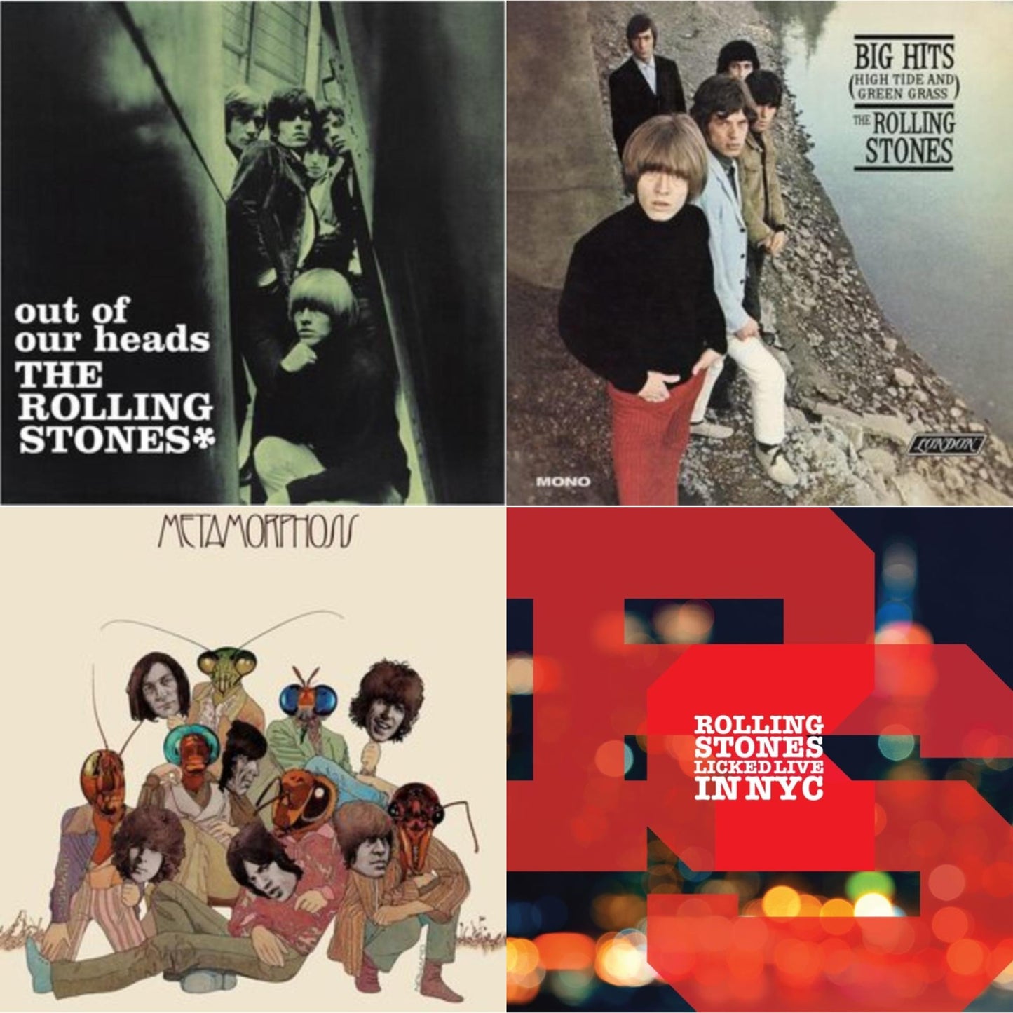 Rolling Stones - Out Of Our Heads (Uk) & Big Hits (High Tide Green Grass LP Vinyl) & Metamorphosis & Licked Live In Nyc (White Vinyl/3LP)