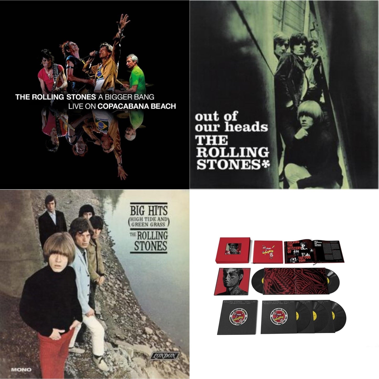 Rolling Stones - Out Of Our Heads (Uk) & Big Hits (High Tide Green Grass LP Vinyl) & Bigger Bang Live On Copacabana Beach (Multi Color Vinyl/3LP) & Tattoo You (2021 Remaster/5LP Box Set)