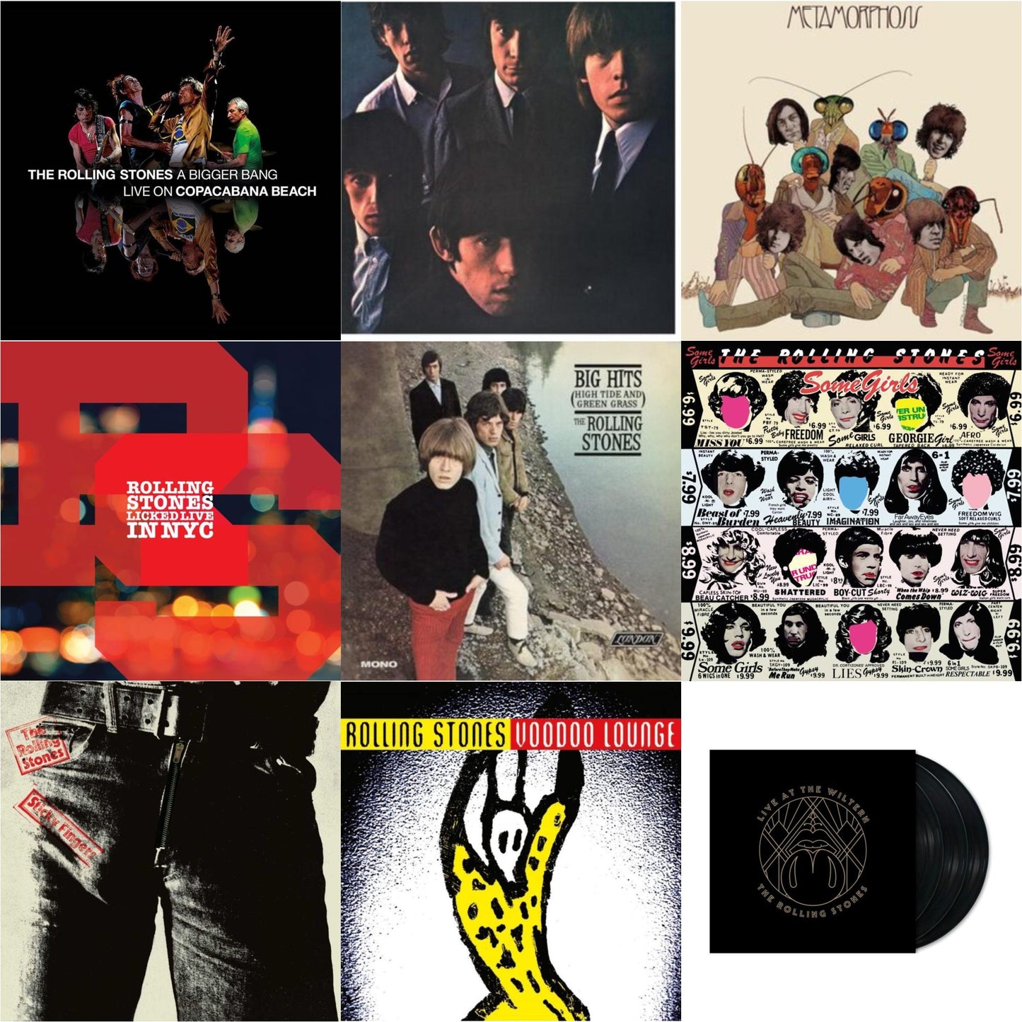 Rolling Stones - Rolling Stones No.2 (180G) & Big Hits (High Tide Green Grass LP Vinyl) & Metamorphosis & Bigger Bang Live On Copacabana Beach (Multi Color Vinyl/3LP) & Licked Live In Nyc (White Vinyl/3LP) & Live At The Wiltern (3LP) & Voodoo Lounge