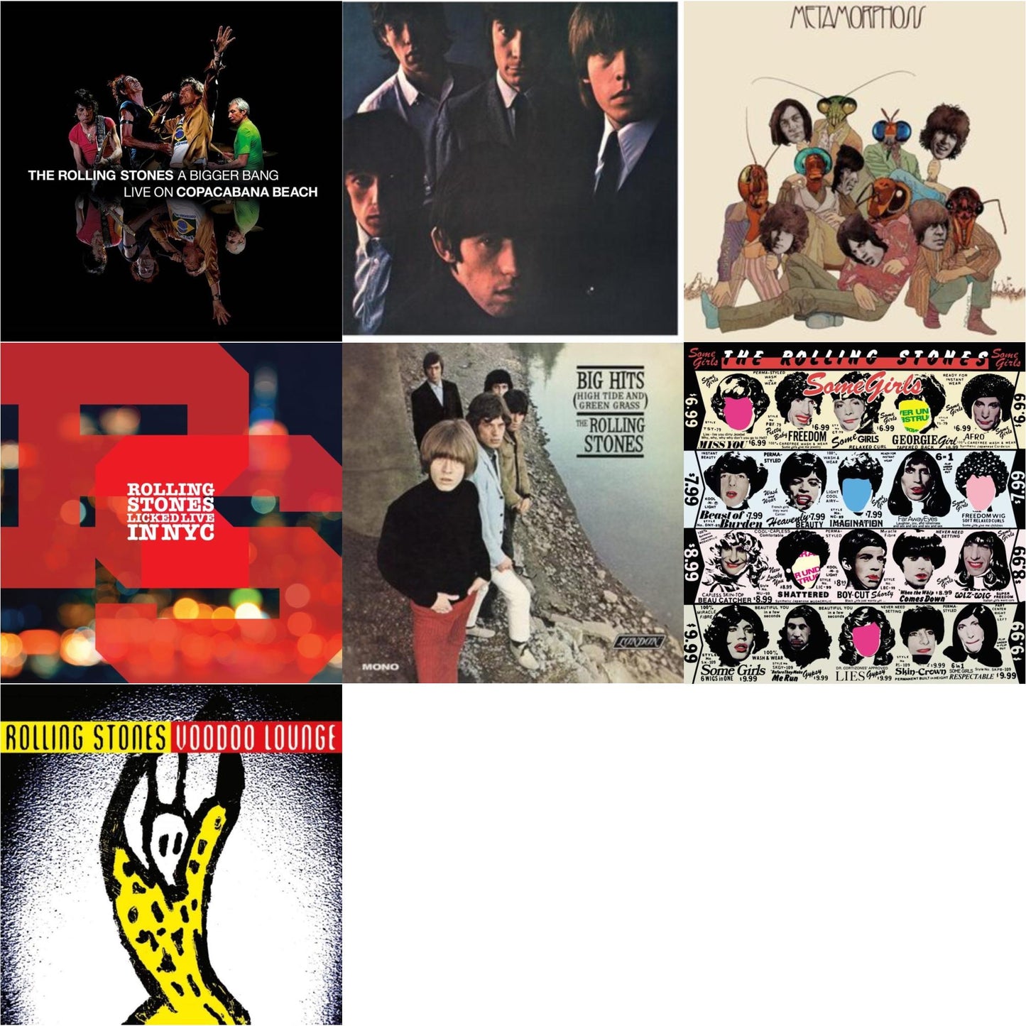 Rolling Stones - Rolling Stones No.2 (180G) & Big Hits (High Tide Green Grass LP Vinyl) & Metamorphosis & Bigger Bang Live On Copacabana Beach (Multi Color Vinyl/3LP) & Licked Live In Nyc (White Vinyl/3LP) & Voodoo Lounge (30Th Anniversary)