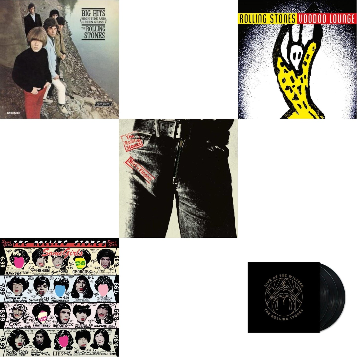 Rolling Stones - Big Hits (High Tide Green Grass LP Vinyl) & Live At The Wiltern (3LP) & Voodoo Lounge (30Th Anniversary) (Red/Yellow Vinyl/2LP) & Sticky Fingers & Some Girls