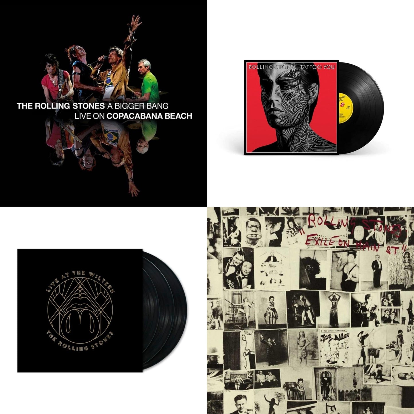 Rolling Stones - Bigger Bang Live On Copacabana Beach (Multi Color Vinyl/3LP) & Tattoo You (2021 Remaster) & Live At The Wiltern (3LP) & Exile On Main Street (2LP)