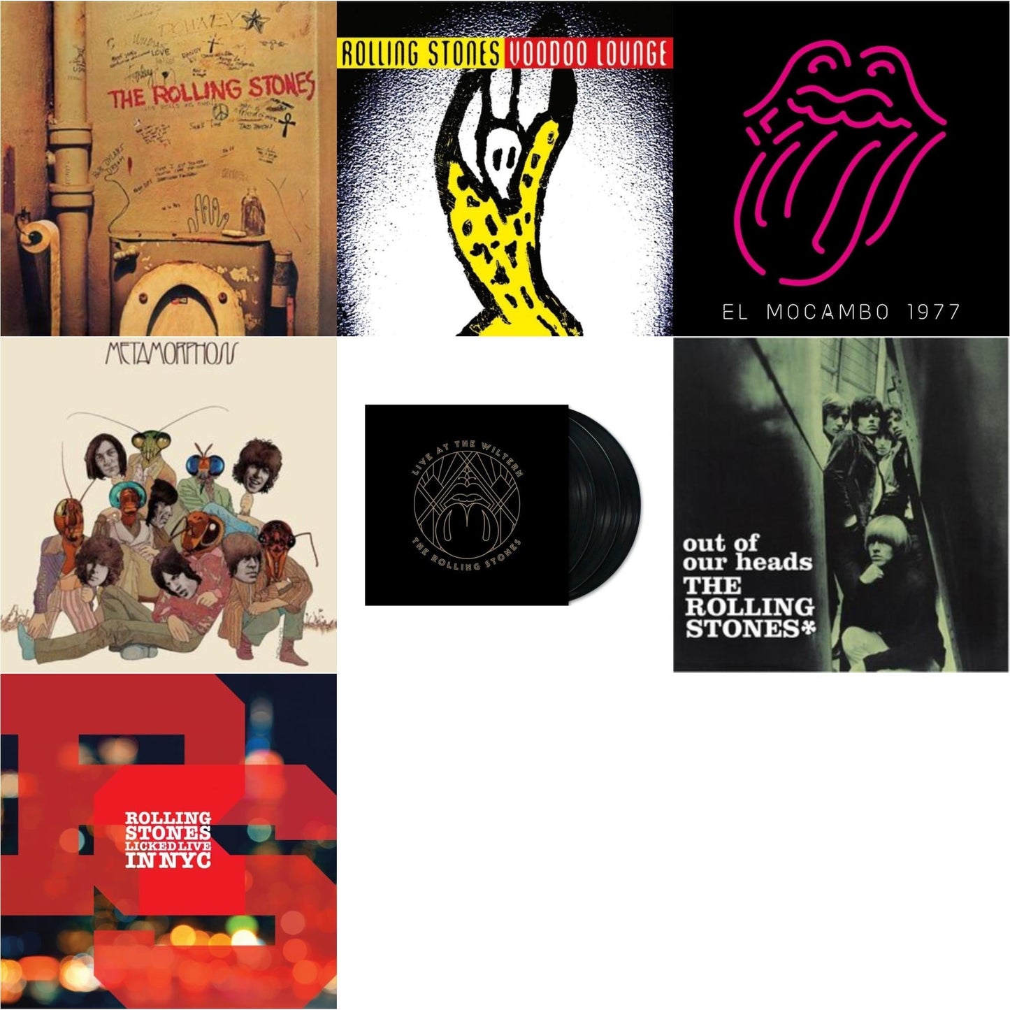 Rolling Stones - Beggars Banquet & Out Of Our Heads (Uk) & Metamorphosis & Live At The El Mocambo (4LP) & Licked Live In Nyc (White Vinyl/3LP) & Live At The Wiltern (3LP) & Voodoo Lounge (30Th Anniversary) (Red/Yellow Vinyl/2LP)
