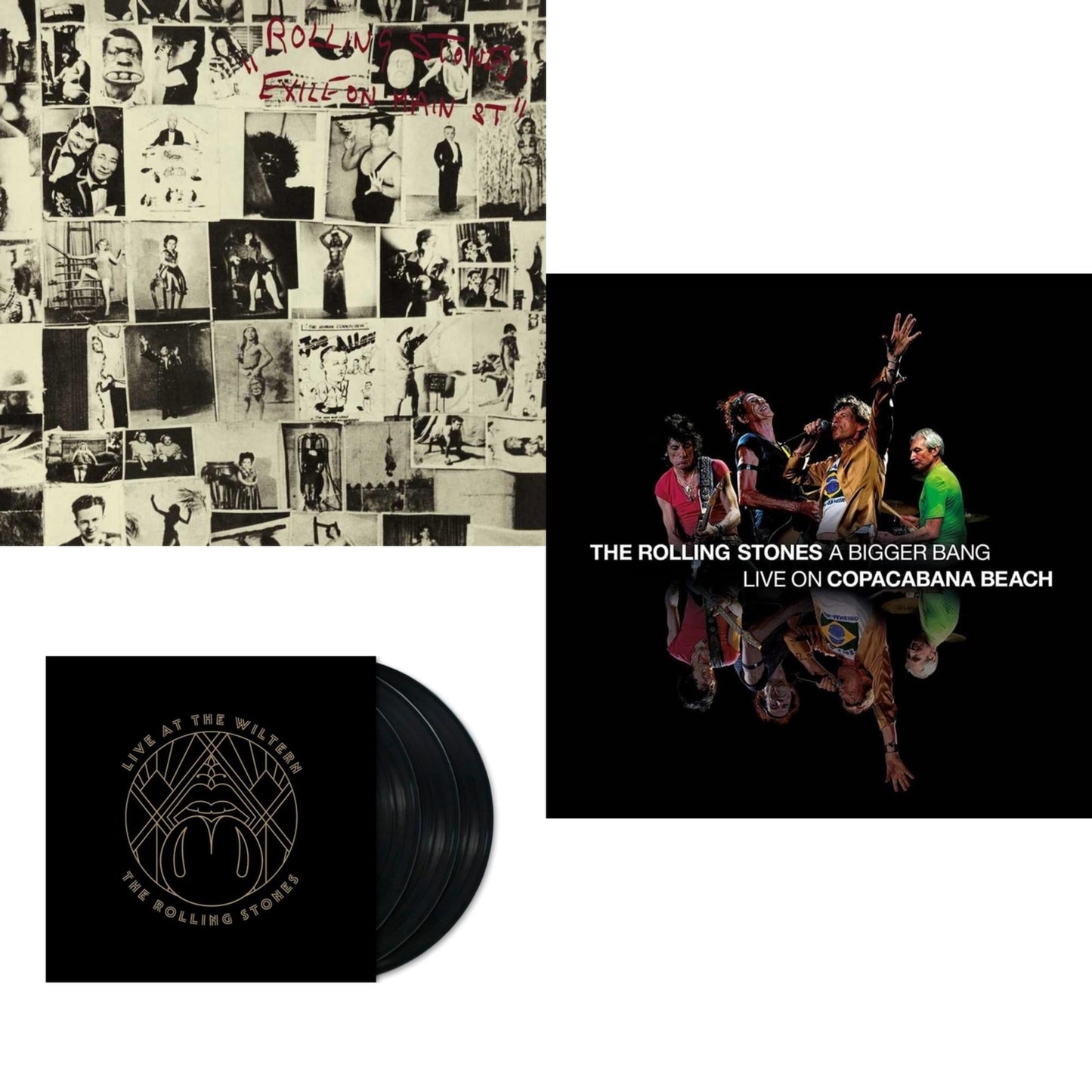 Rolling Stones - Bigger Bang Live On Copacabana Beach (Multi Color Vinyl/3LP) & Live At The Wiltern (3LP) & Exile On Main Street (2LP)