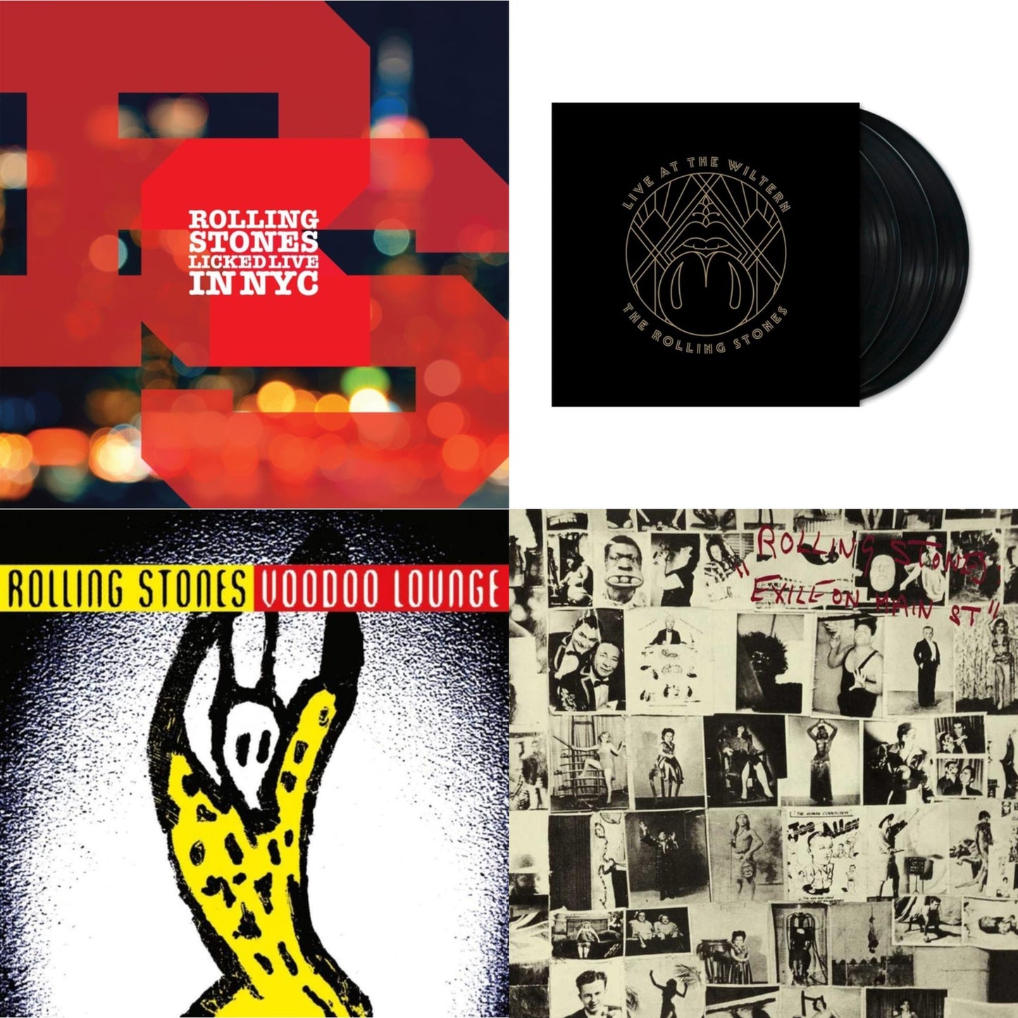 Rolling Stones - Licked Live In Nyc (White Vinyl/3LP) & Live At The Wiltern (3LP) & Voodoo Lounge (30Th Anniversary) (Red/Yellow Vinyl/2LP) & Exile On Main Street (2LP)
