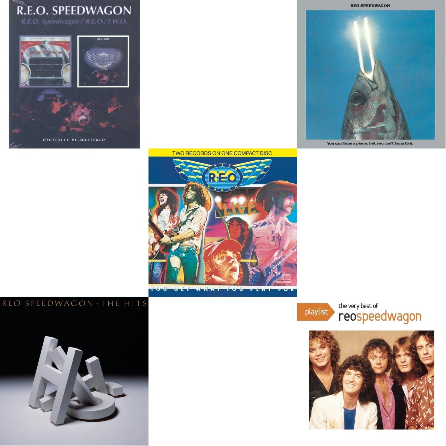 Reo Speedwagon - Reo Speedwagon / Reo 2 (Remastered) & Hits & Live: You Get What You Play For & You Can Tune A Piano But You Can't Tuna Fish & Playlist: Very Best Of Reo Speedwagon - CD Bundle