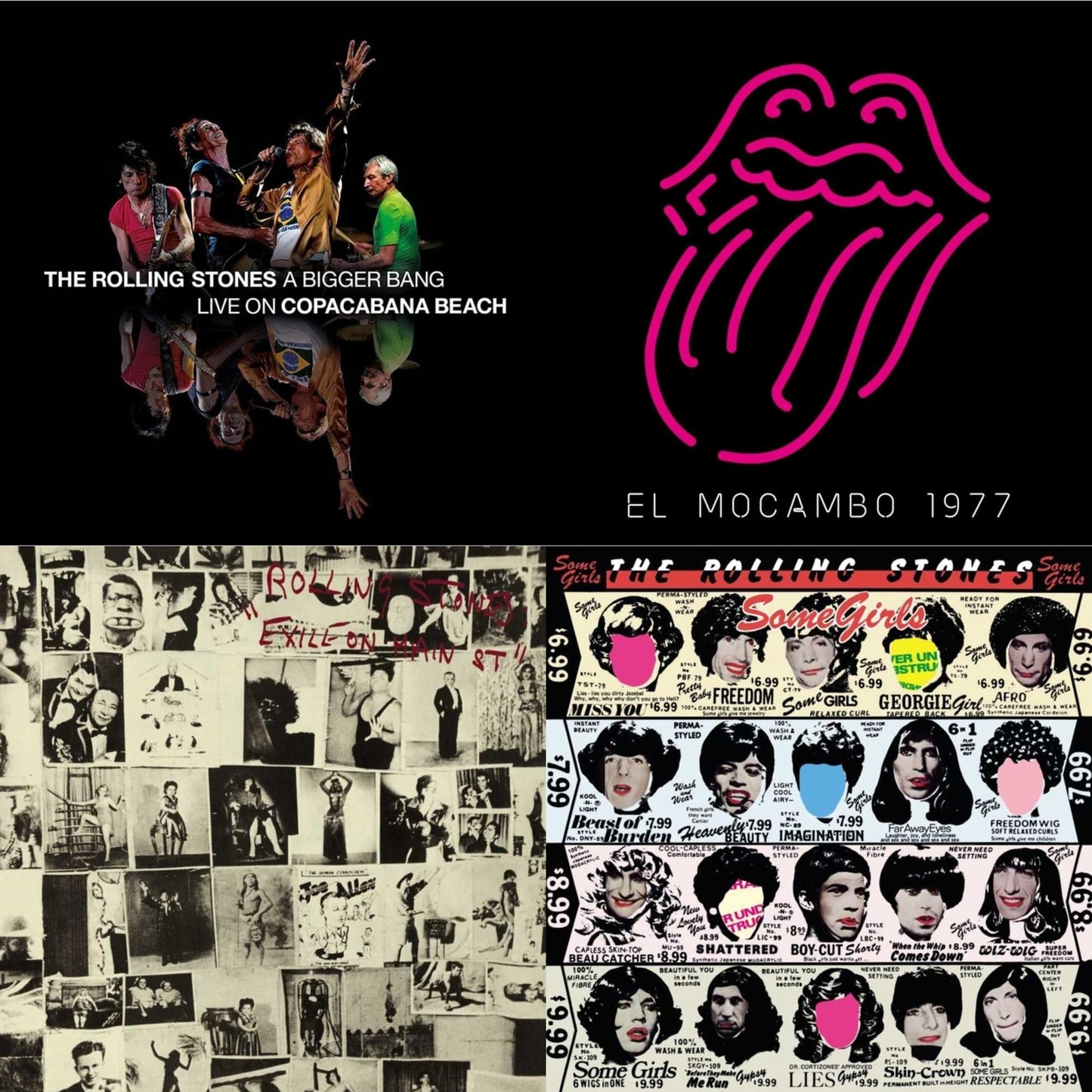 Rolling Stones - Bigger Bang Live On Copacabana Beach (Multi Color Vinyl/3LP) & Live At The El Mocambo (4LP) & Exile On Main Street (2LP) & Some Girls