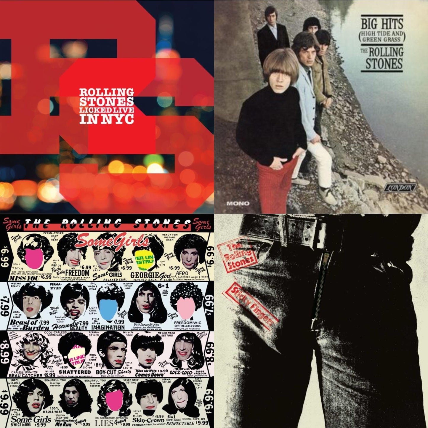 Rolling Stones - Big Hits (High Tide Green Grass LP Vinyl) & Licked Live In Nyc (White Vinyl/3LP) & Sticky Fingers & Some Girls