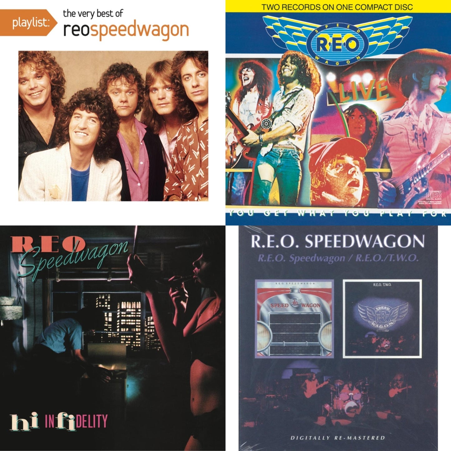 Reo Speedwagon - Reo Speedwagon / Reo 2 (Remastered) & Hi Infidelity & Live: You Get What You Play For & Playlist: Very Best Of Reo Speedwagon - CD Bundle