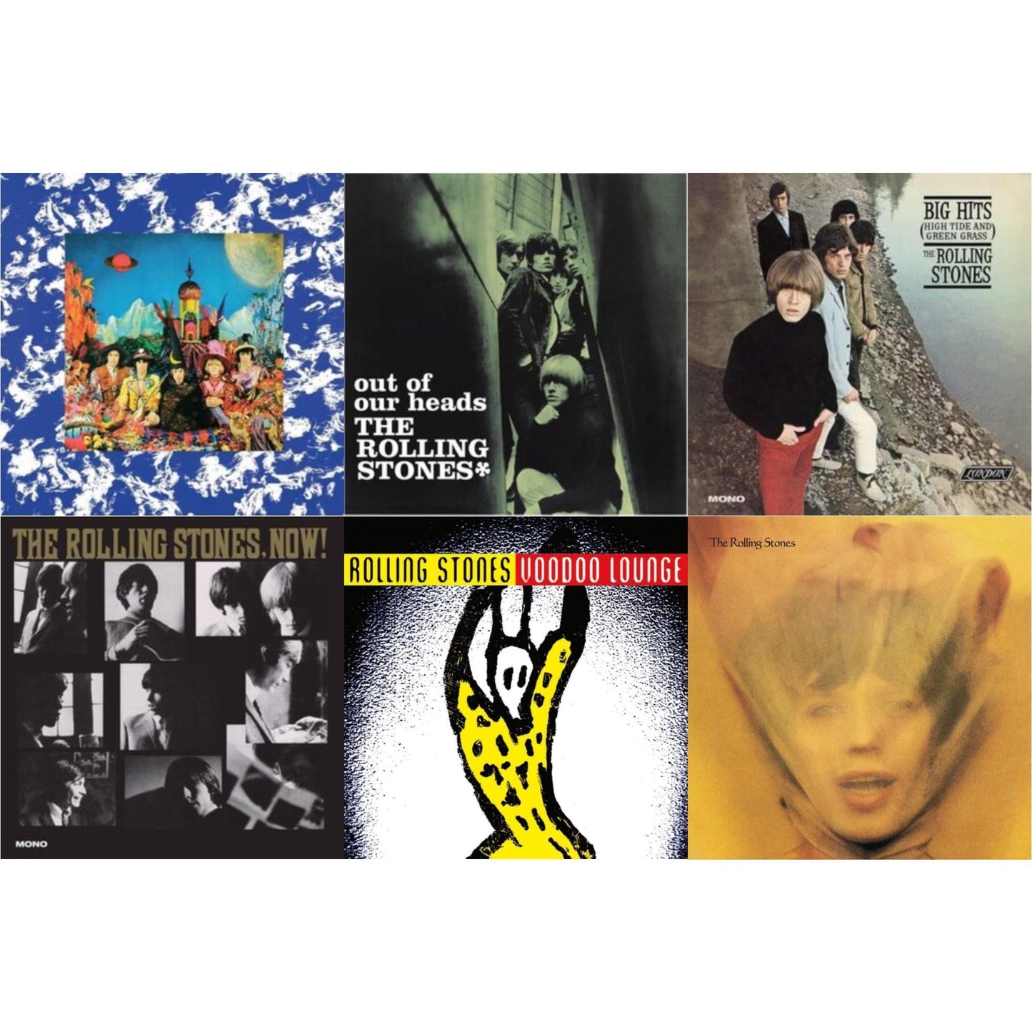 Rolling Stones - Their Satanic Majesties Request & Out Of Our Heads (Uk) & Big Hits (High Tide Green Grass LP Vinyl) & Rolling Stones, Now! & Voodoo Lounge (30Th Anniversary) (Red/Yellow Vinyl/2LP) & Goats Head Soup (2LP 2020 Deluxe Edition)