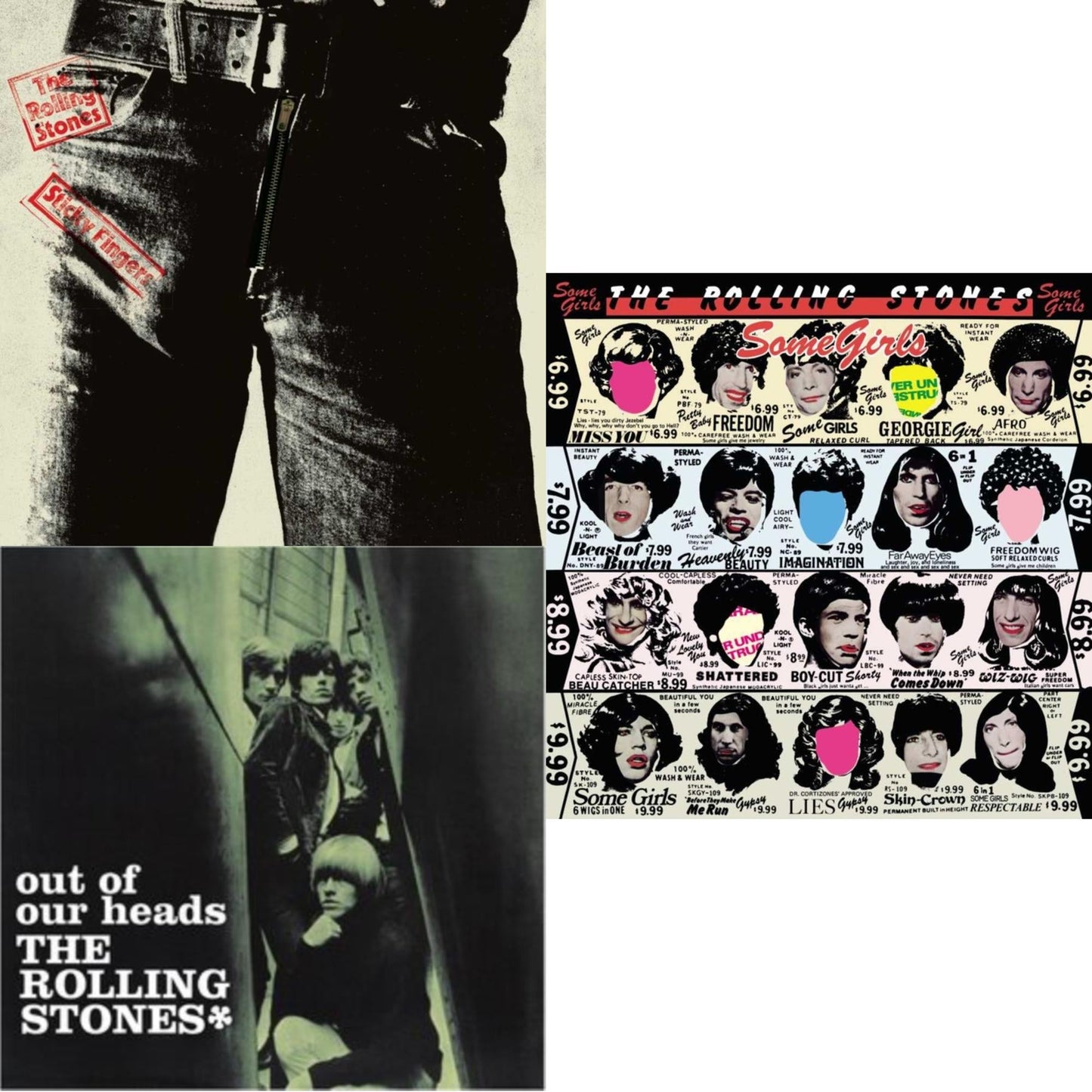 Rolling Stones - Out Of Our Heads (Uk) & Sticky Fingers & Some Girls - LP Vinyl Bundle