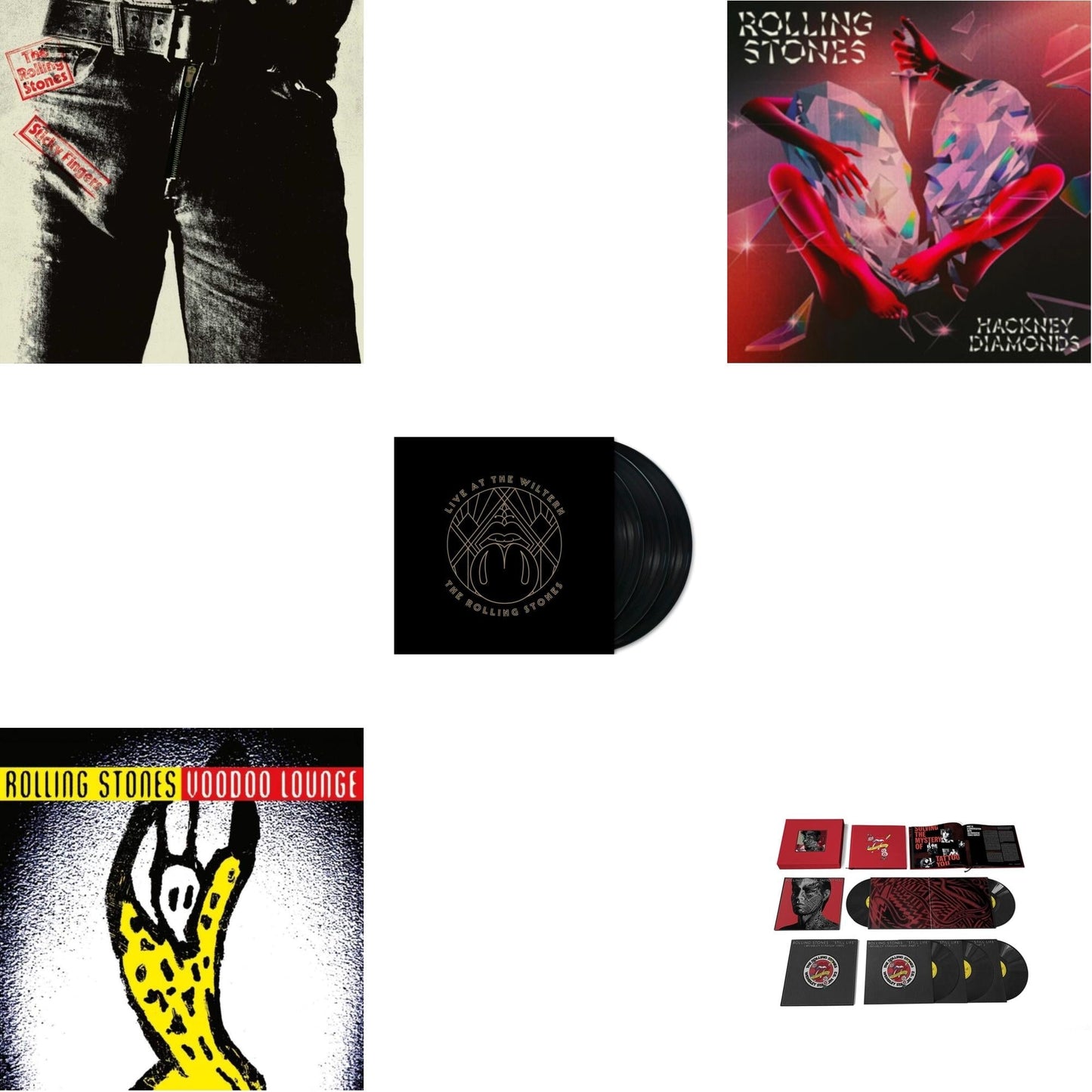 Rolling Stones - Tattoo You (2021 Remaster/5LP Box Set) & Hackney Diamonds & Live At The Wiltern (3LP) & Voodoo Lounge (30Th Anniversary) (Red/Yellow Vinyl/2LP) & Sticky Fingers