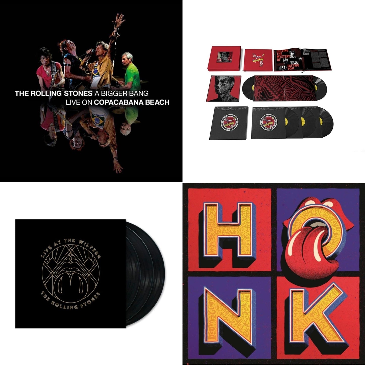 Rolling Stones - Bigger Bang Live On Copacabana Beach (Multi Color Vinyl/3LP) & Tattoo You (2021 Remaster/5LP Box Set) & Live At The Wiltern (3LP) & Honk (Translucent Red Vinyl/2LP)
