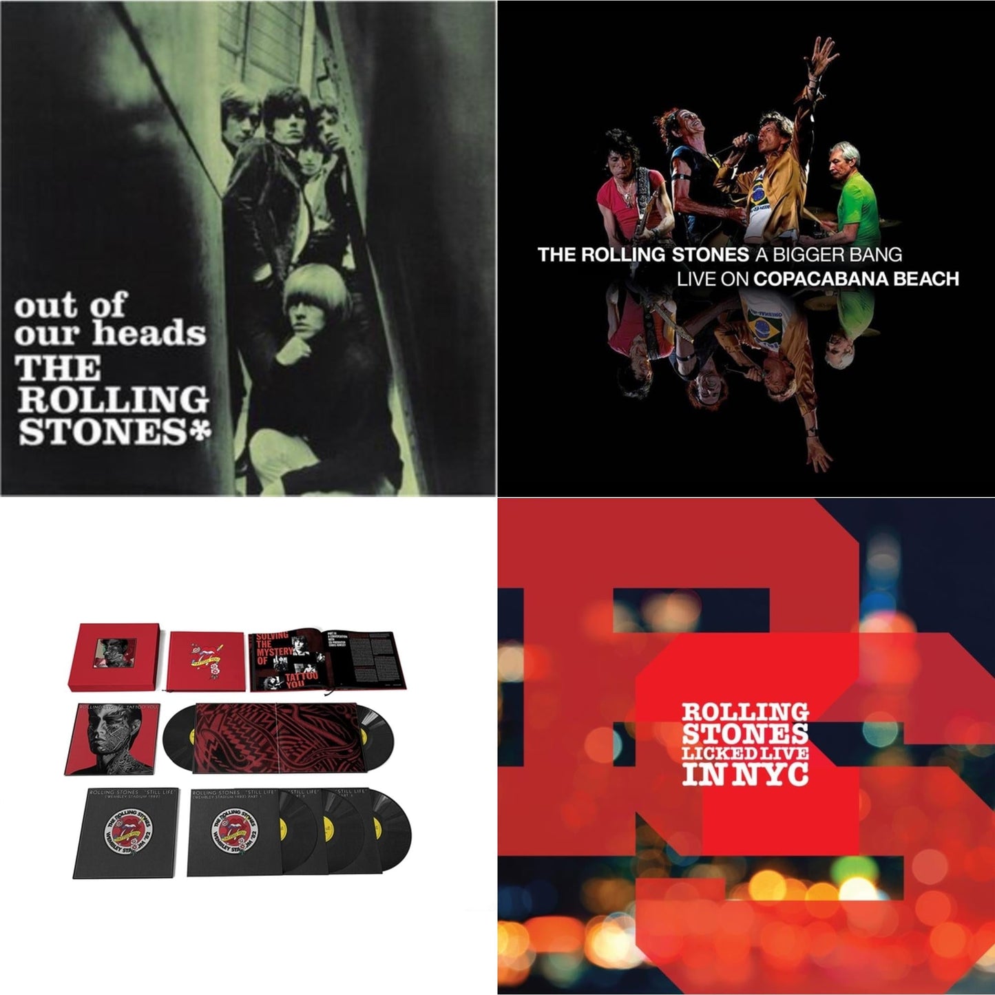 Rolling Stones - Out Of Our Heads (Uk) & Bigger Bang Live On Copacabana Beach (Multi Color Vinyl/3LP) & Tattoo You (2021 Remaster/5LP Box Set) & Licked Live In Nyc (White Vinyl/3LP)