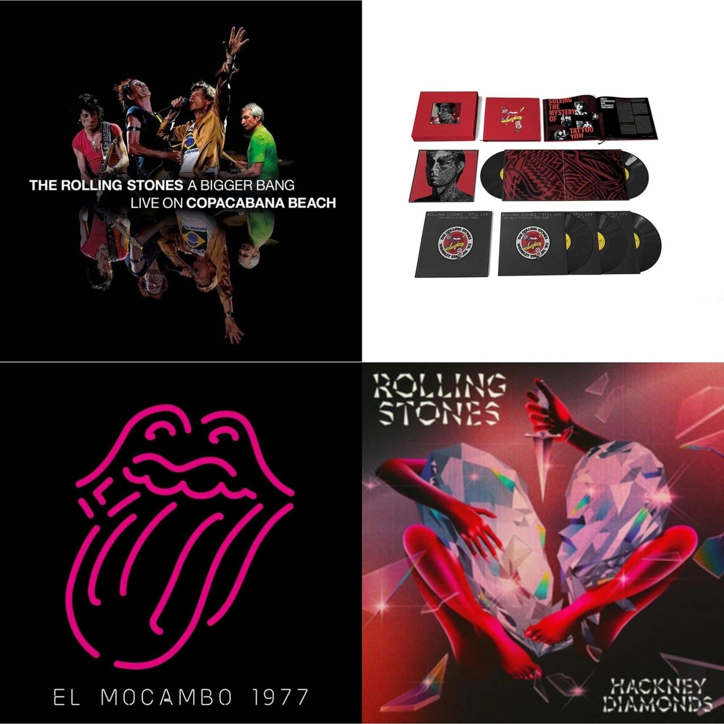 Rolling Stones - Bigger Bang Live On Copacabana Beach (Multi Color Vinyl/3LP) & Tattoo You (2021 Remaster/5LP Box Set) & Live At The El Mocambo (4LP) & Hackney Diamonds