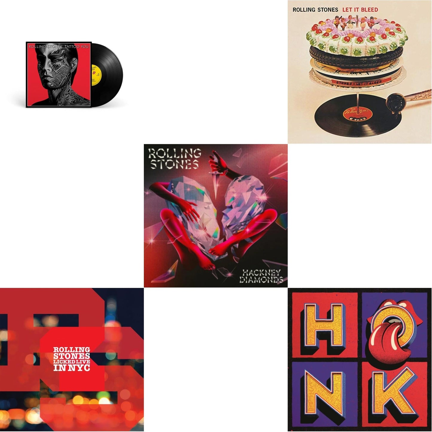 Rolling Stones - Let It Bleed (50Th Anniversary Edition) & Tattoo You (2021 Remaster) & Licked Live In Nyc (White Vinyl/3LP) & Hackney Diamonds & Honk (Translucent Red Vinyl/2LP)