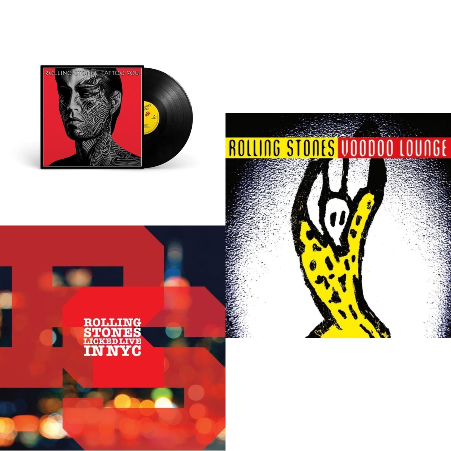 Rolling Stones - Tattoo You (2021 Remaster) & Licked Live In Nyc (White Vinyl/3LP) & Voodoo Lounge (30Th Anniversary) (Red/Yellow Vinyl/2LP)