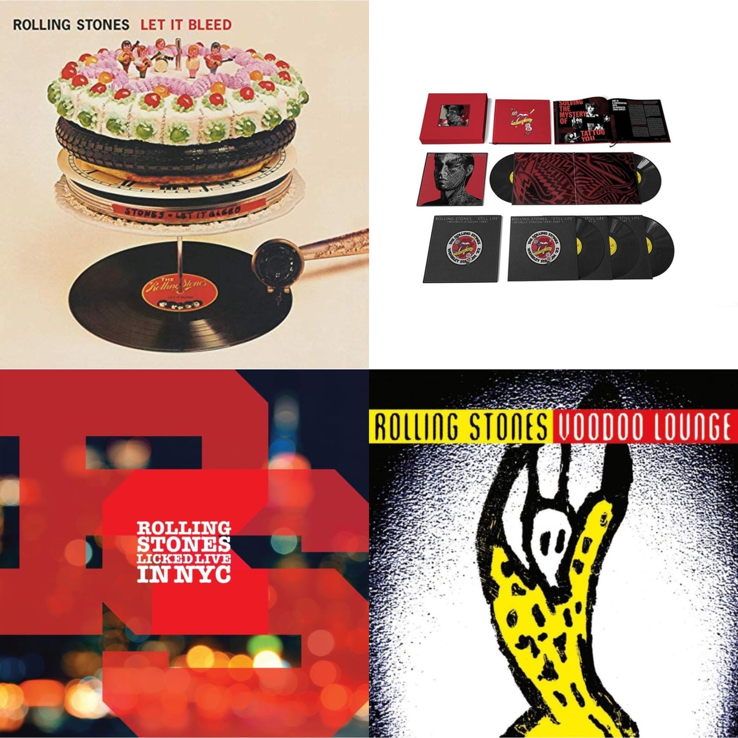 Rolling Stones - Let It Bleed (50Th Anniversary Edition) & Tattoo You (2021 Remaster/5LP Box Set) & Licked Live In Nyc (White Vinyl/3LP) & Voodoo Lounge (30Th Anniversary) (Red/Yellow Vinyl/2LP)