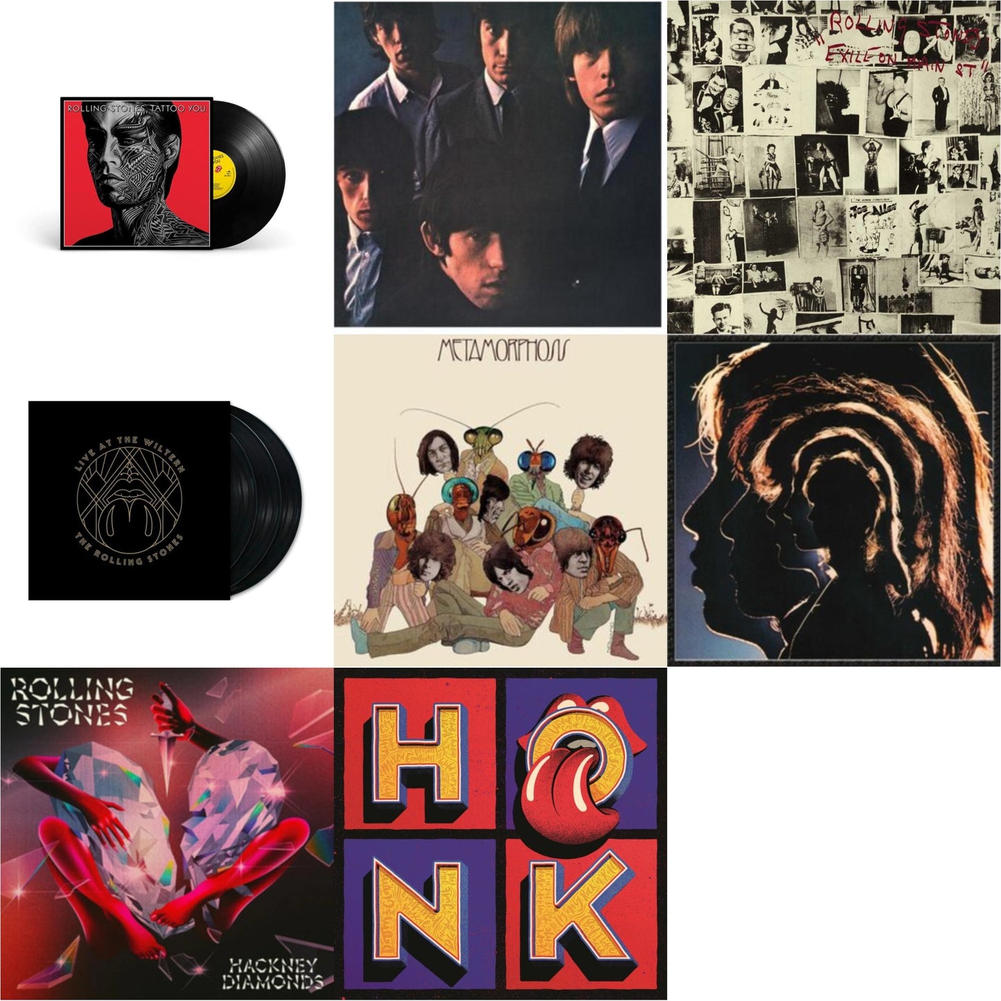 Rolling Stones - Rolling Stones No.2 (180G) & Metamorphosis & Hot Rocks 1964-1971 (2LP) & Tattoo You (2021 Remaster) & Hackney Diamonds & Live At The Wiltern (3LP) & Exile On Main Street (2LP) & Honk (Translucent Red Vinyl/2LP)