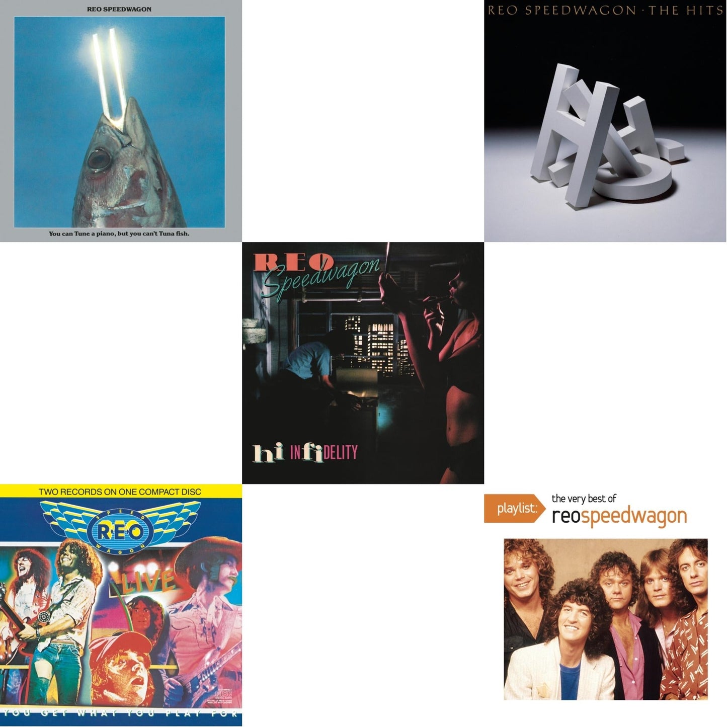 Reo Speedwagon - You Can Tune A Piano But You Can't Tuna Fish & Live: You Get What You Play For & Hi Infidelity & Hits & Playlist: Very Best Of Reo Speedwagon - CD Bundle