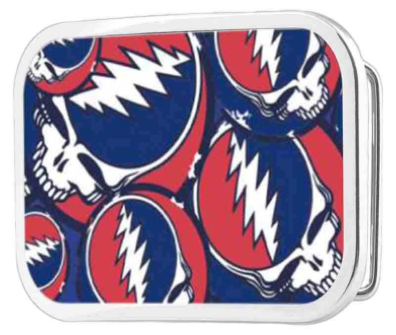 Grateful Dead Steal Your Face Stacked Chrome Rock Star Buckle