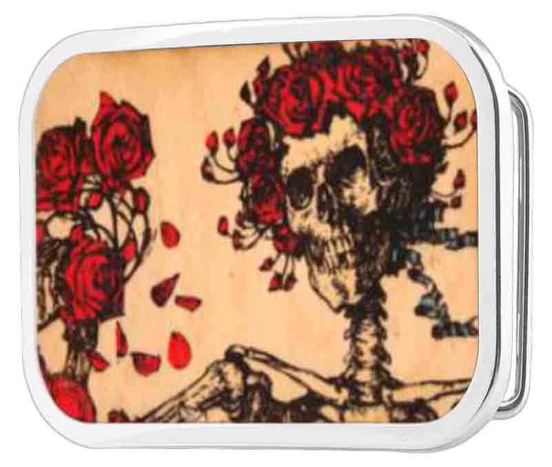 Grateful Dead Skeleton and Roses Wood Rock Star Buckle