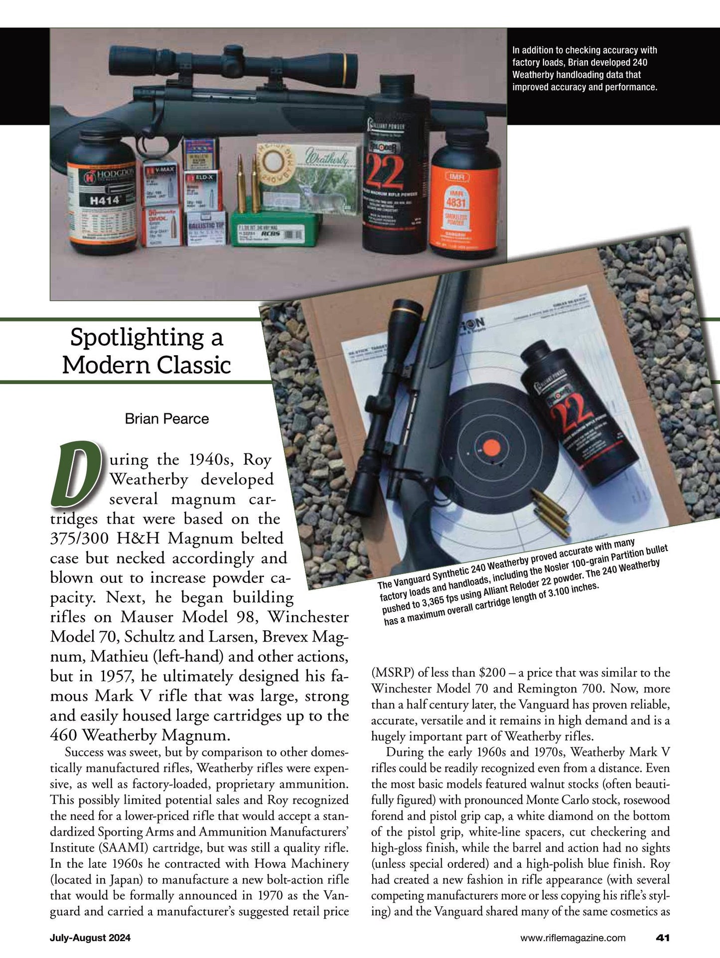 Rifle July 2024 - The Sporting Firearms Journal: The Latest In Rifle Optics, Three Different 6mm Rifle Cartridges, New 360 Buckhammer, The Weatherby Vanguard, Gunsmithing, Product Reviews & More!