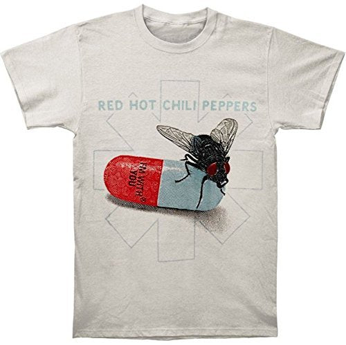 Red Hot Chili Peppers Men'S Red Hot Chili Peppers Fly Prints T-Shirt, Grey, Medium Mens T Shirt Officially Licensed
