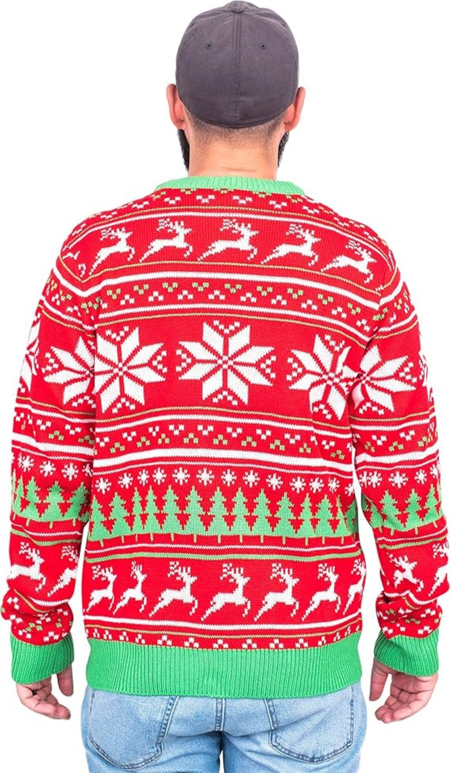 Reindeer Trophy Head 3D LED Lights Adult Unisex Ugly Christmas Sweater