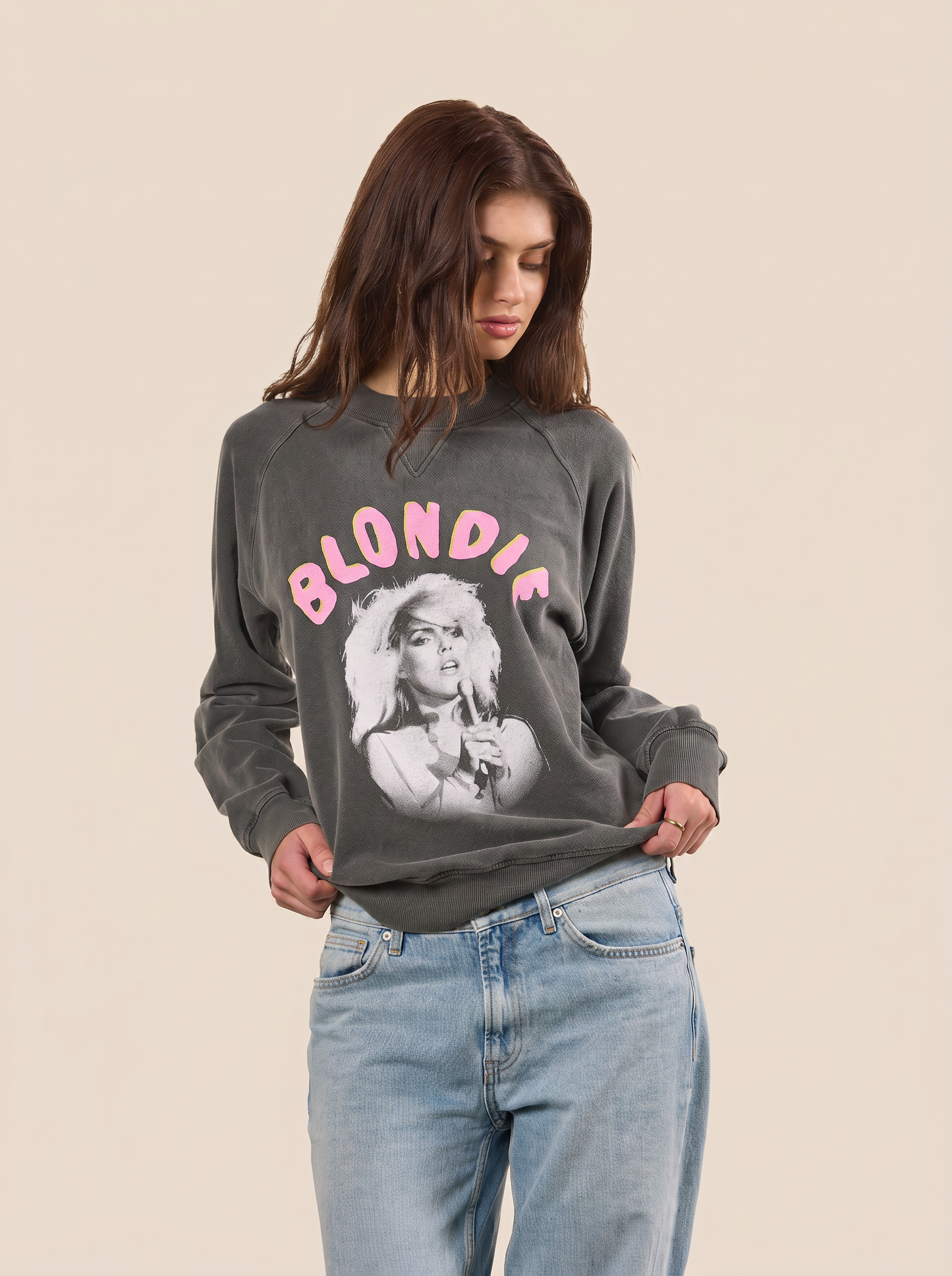 Blondie Atomic Womens Pullover Crewneck Sweatshirt Grey Officially Licensed