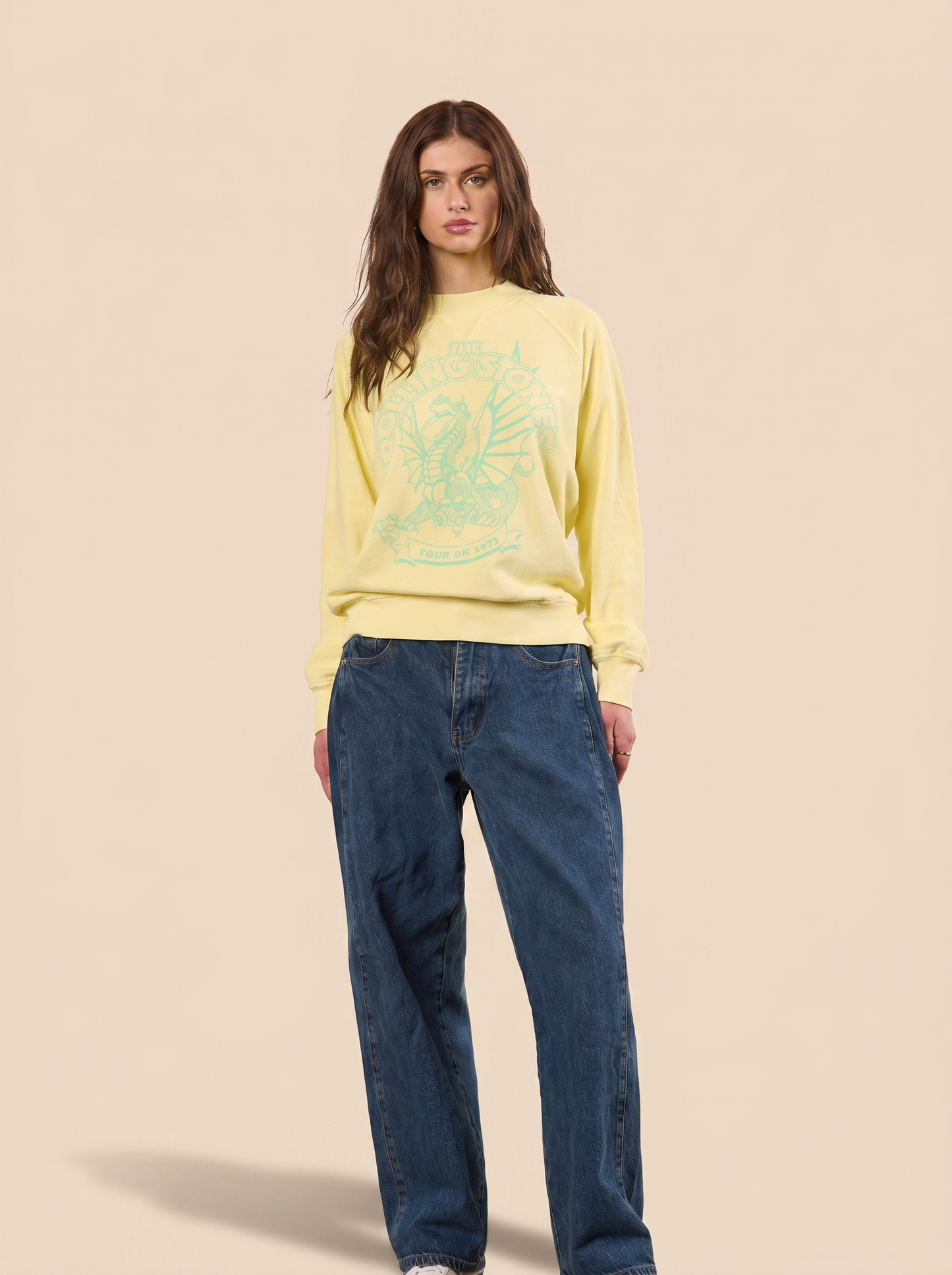 The Rolling Stones Lime Dragon Womens Pullover Crewneck Sweatshirt Officially Licensed