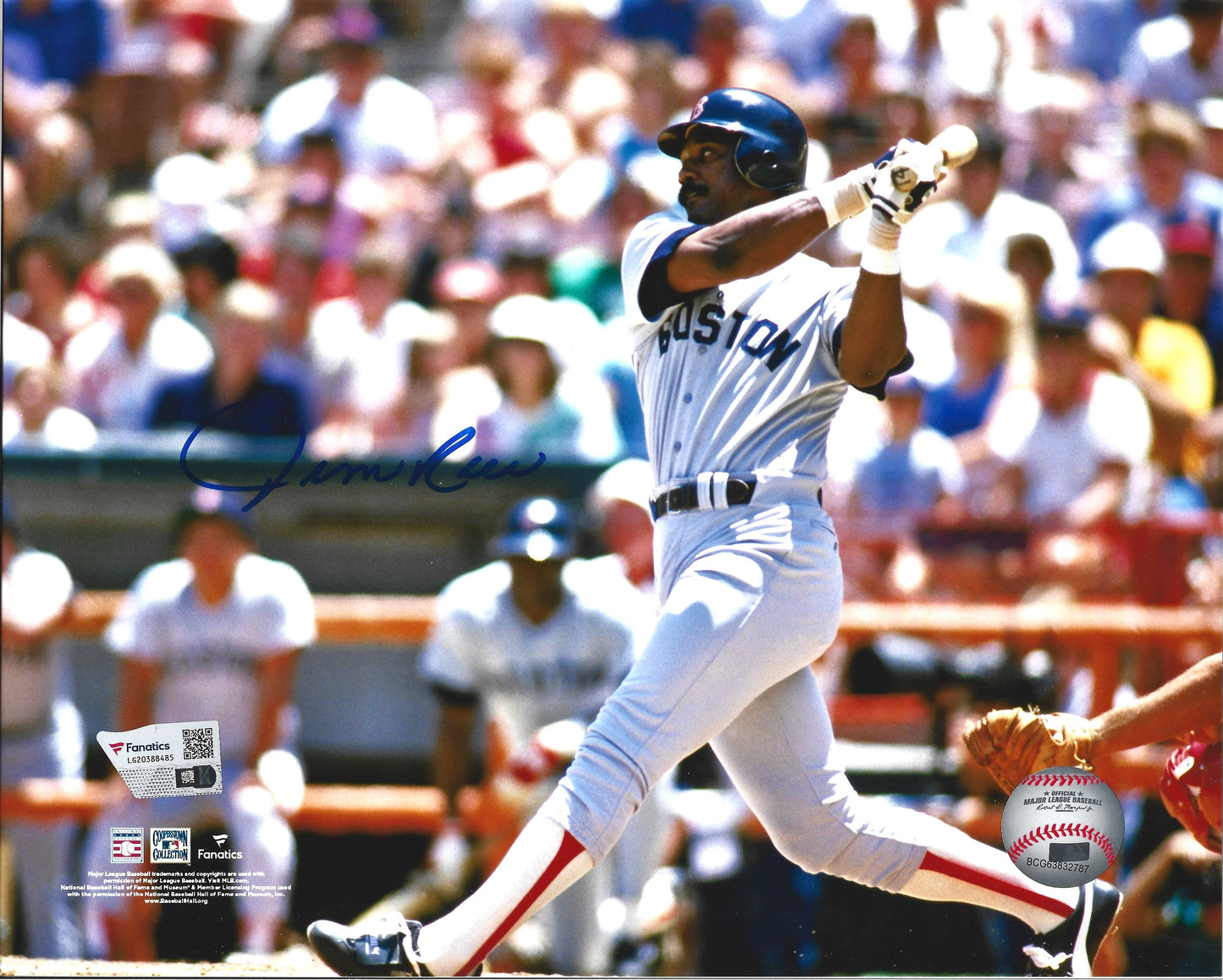 Jim Rice Swinging Action Boston Red Sox Autographed 8" x 10" Baseball Photo
