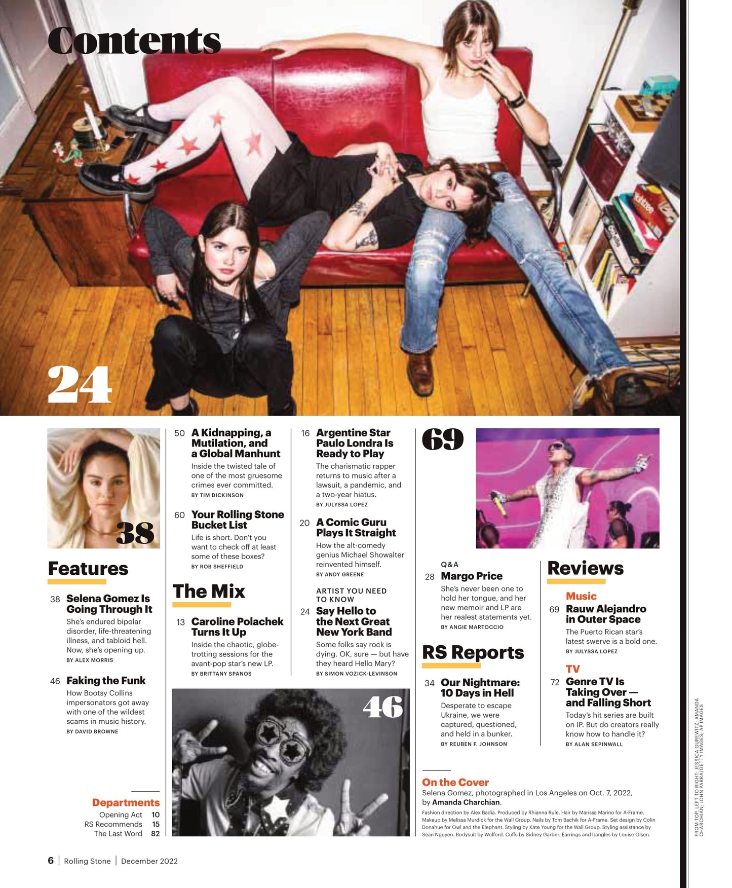 Rolling Stone - December 2022: The Agony & Honesty Of Selena Gomez, Mourning Takeoff The Quiet Heart Of Rap Trio Migos, Bootsy Collins Scams, Rolling Stone Bucket List, Caroline Polachek New LP & More