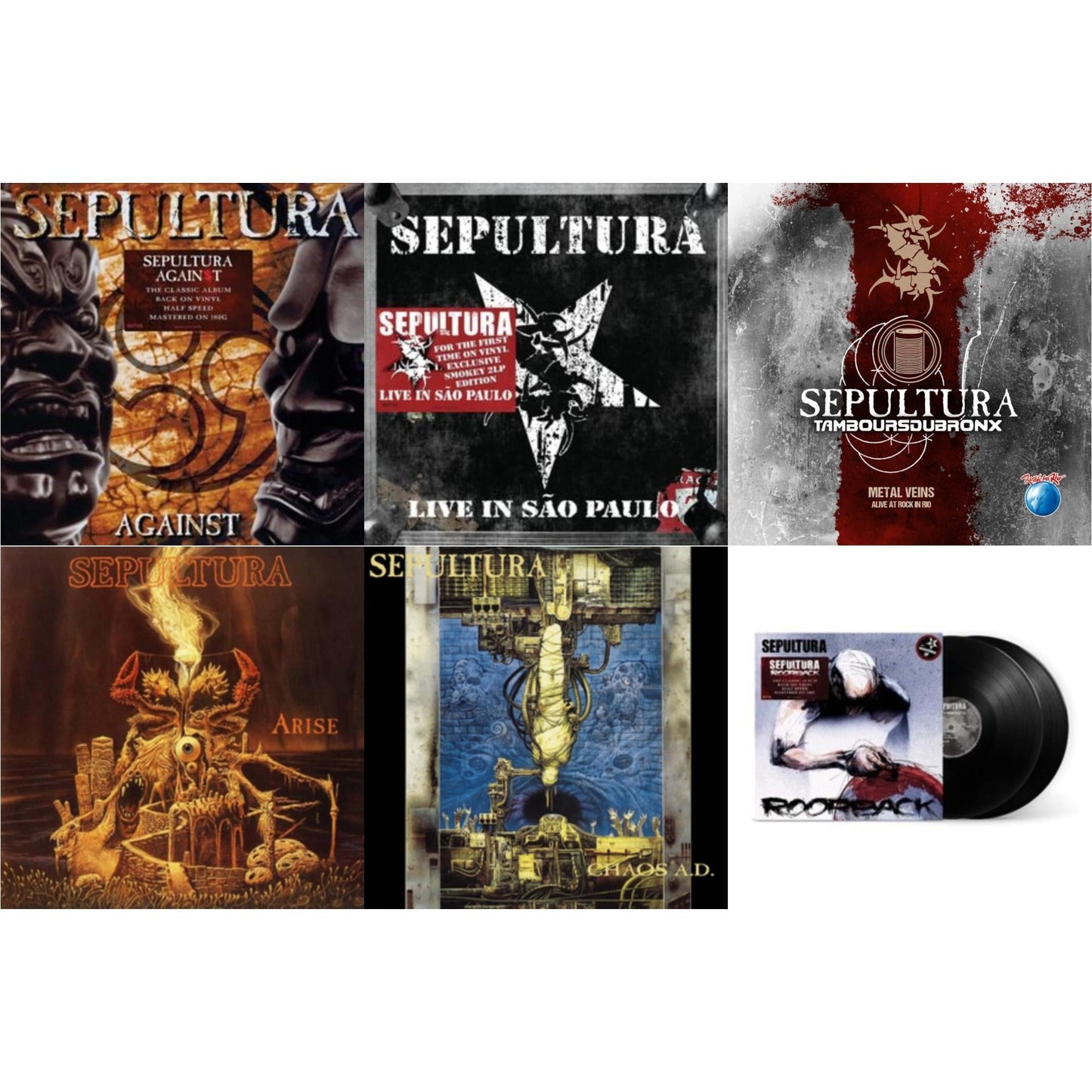 Sepultura - Chaos A.D. (Expanded Edition/2LP) & Metal Veins - Alive At Rock In Rio (Limited/2LP) & Against & Roorback & Live In Sao Paulo (2LP) & Arise (Expanded Edition)
