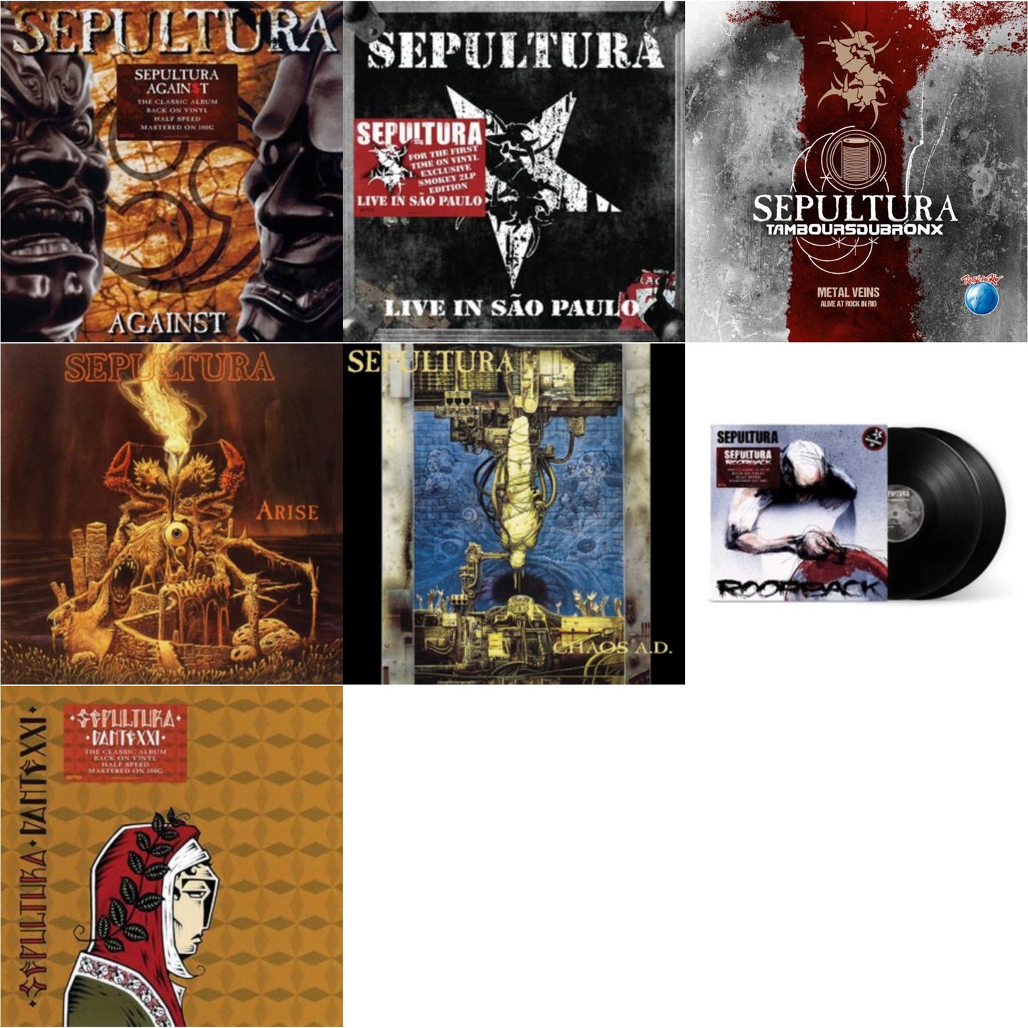 Sepultura - Chaos A.D. (Expanded Edition/2LP) & Metal Veins - Alive At Rock In Rio (Limited/2LP) & Against & Roorback & Dante Xxi & Live In Sao Paulo (2LP) & Arise (Expanded Edition)