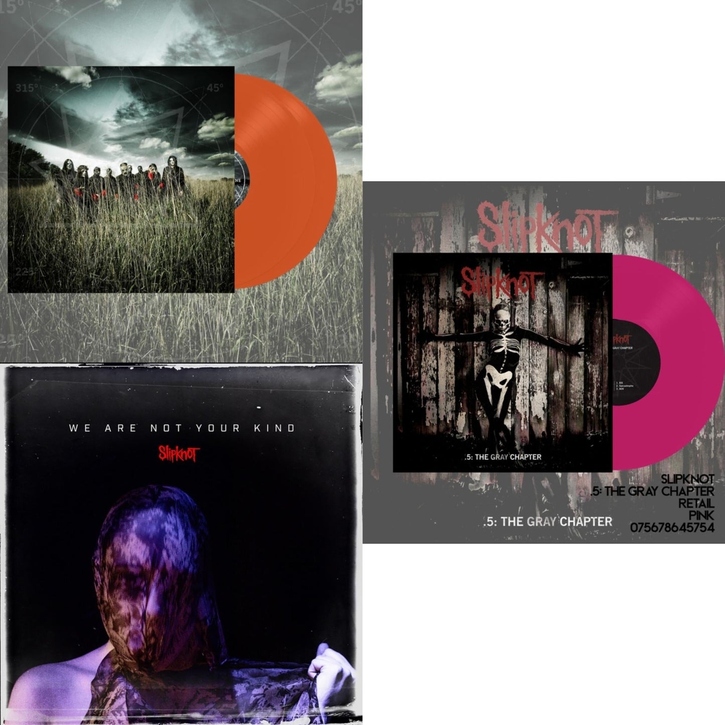 Slipknot - We Are Not Your Kind (Dl Card) & All Hope Is Gone (Orange Vinyl/2LP) & .5: The Gray Chapter (X) (Pink Vinyl/2LP)