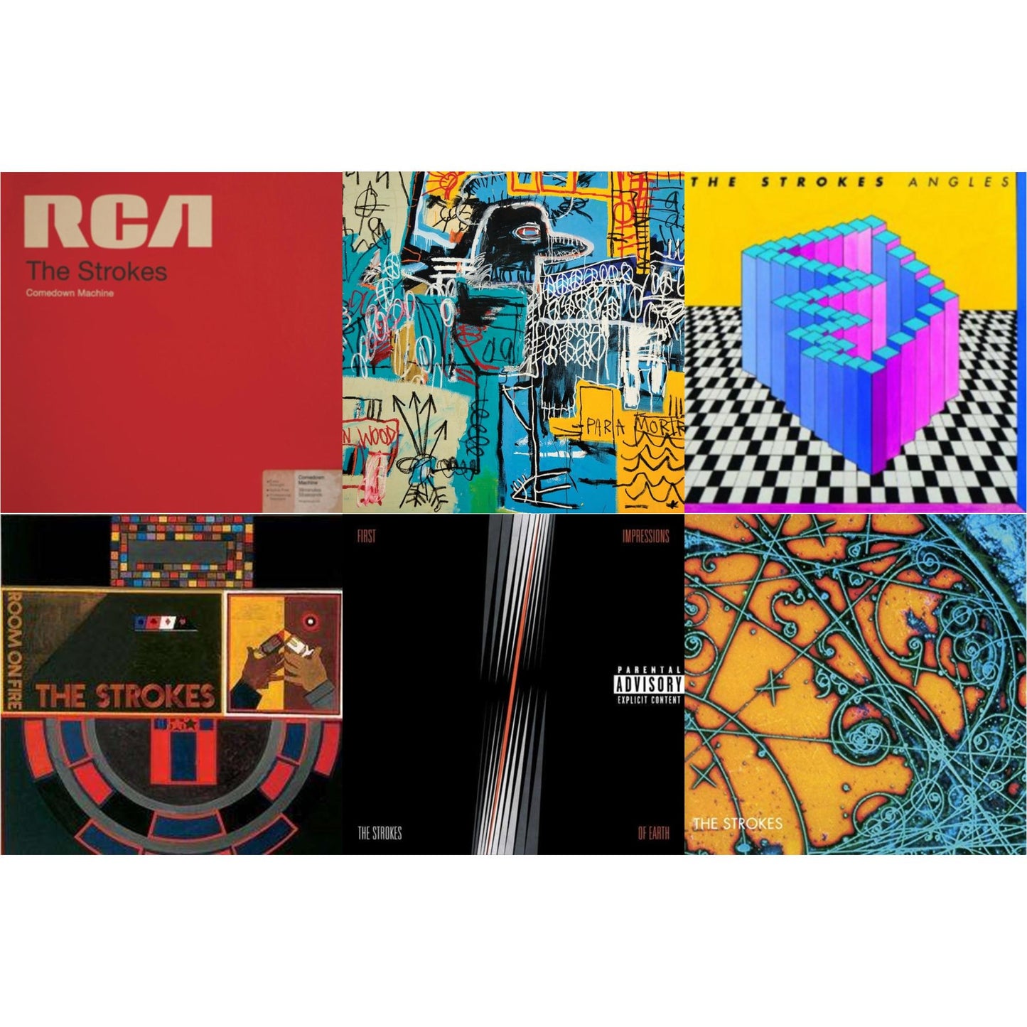 The Strokes - Is This It & New Abnormal (180G/Clear Apet Slipcase/Dl Insert) & Room On Fire & First Impressions Of Earth & Angles (Gatefold) & Comedown Machine - LP Vinyl Record Bundle