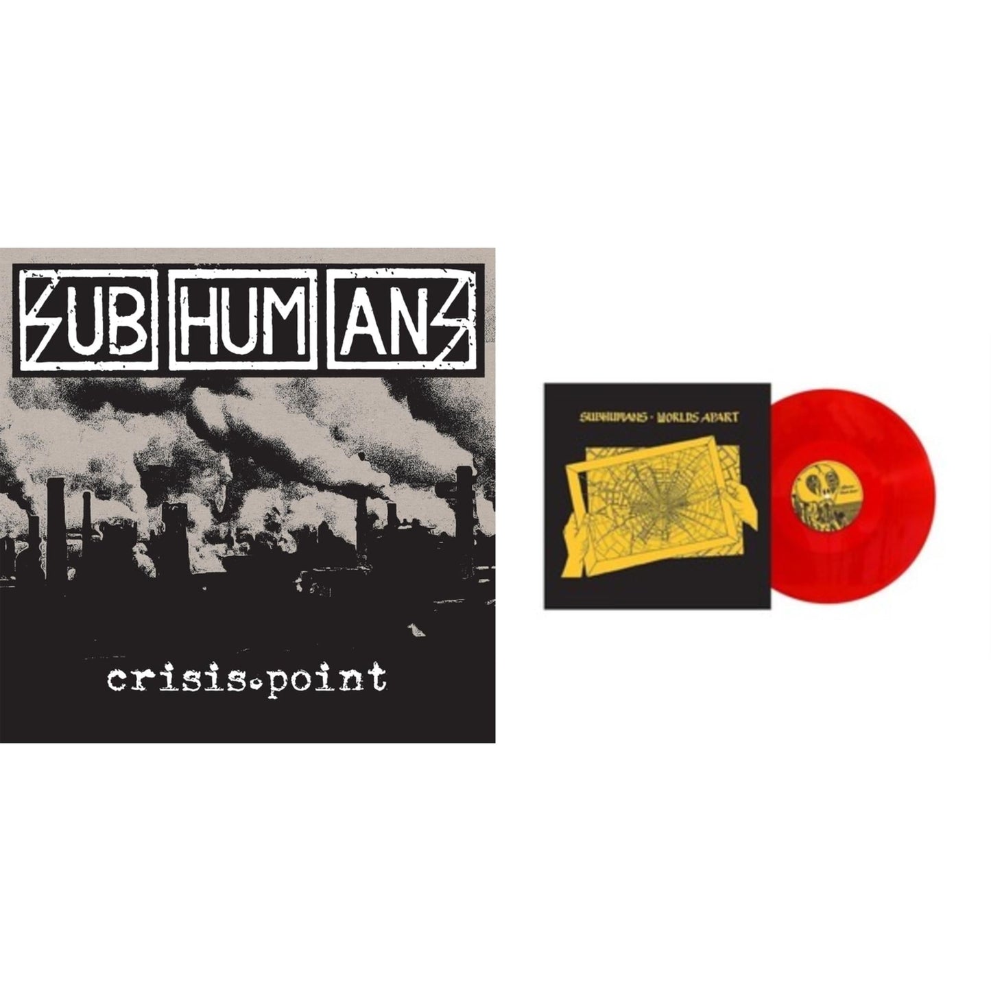Subhumans - Worlds Apart (Red LP Vinyl) & Crisis Point (White & Black Galaxy LP Vinyl)