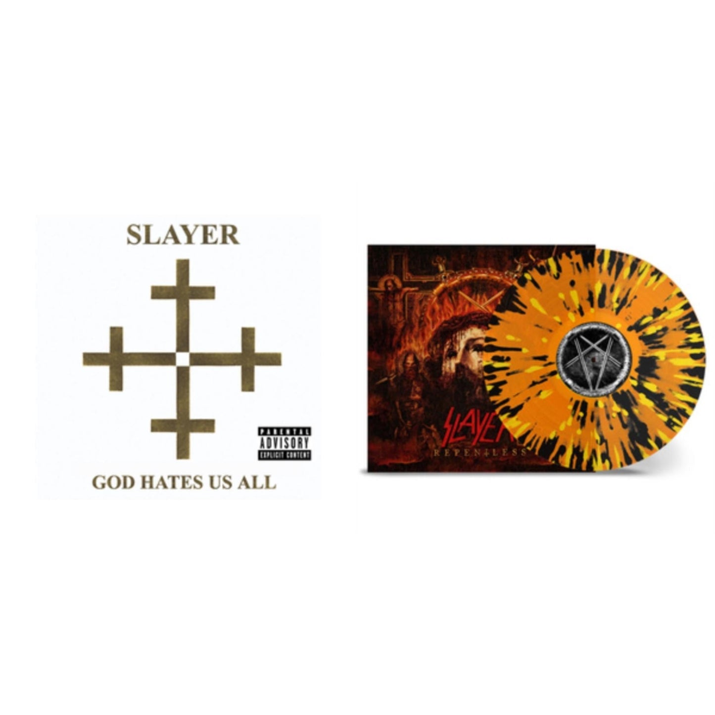 Slayer - God Hates Us All & Repentless (Trans Orange Yellow Black Splatter LP Vinyl)