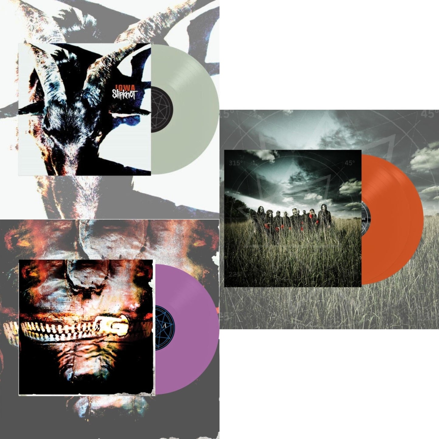 Slipknot - Iowa (X) (2LP/Color Vinyl) & Volume 3: The Subliminal Verses (X) (Violet Vinyl/2LP) & All Hope Is Gone (Orange Vinyl/2LP)