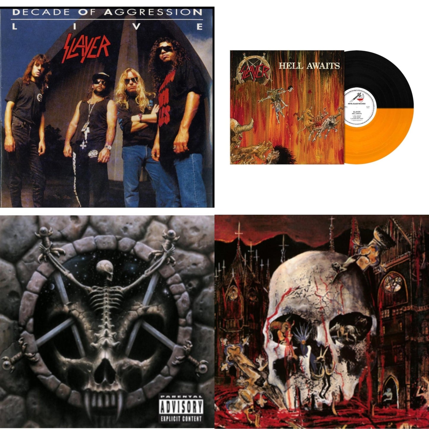 Slayer - Hell Awaits (Transparent Orange & Black Split LP Vinyl) & Divine Intervention & Live: Decade Of Aggression & South Of Heaven
