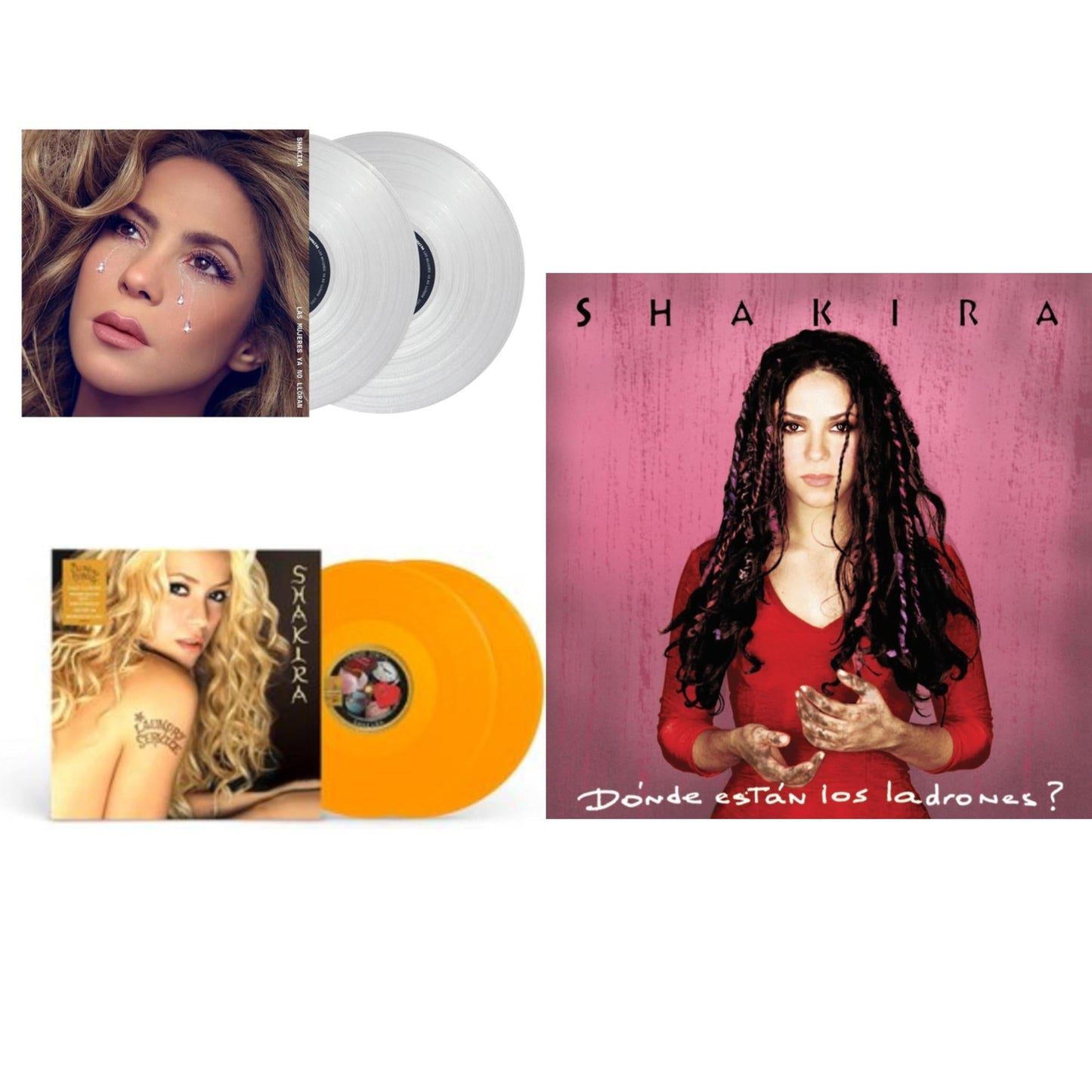 Shakira - Las Mujeres Ya No Lloran (2LP/Diamond Clear Vinyl) & Laundry Service (2LP/Yellow Vinyl) & Donde Estan Los Ladrones