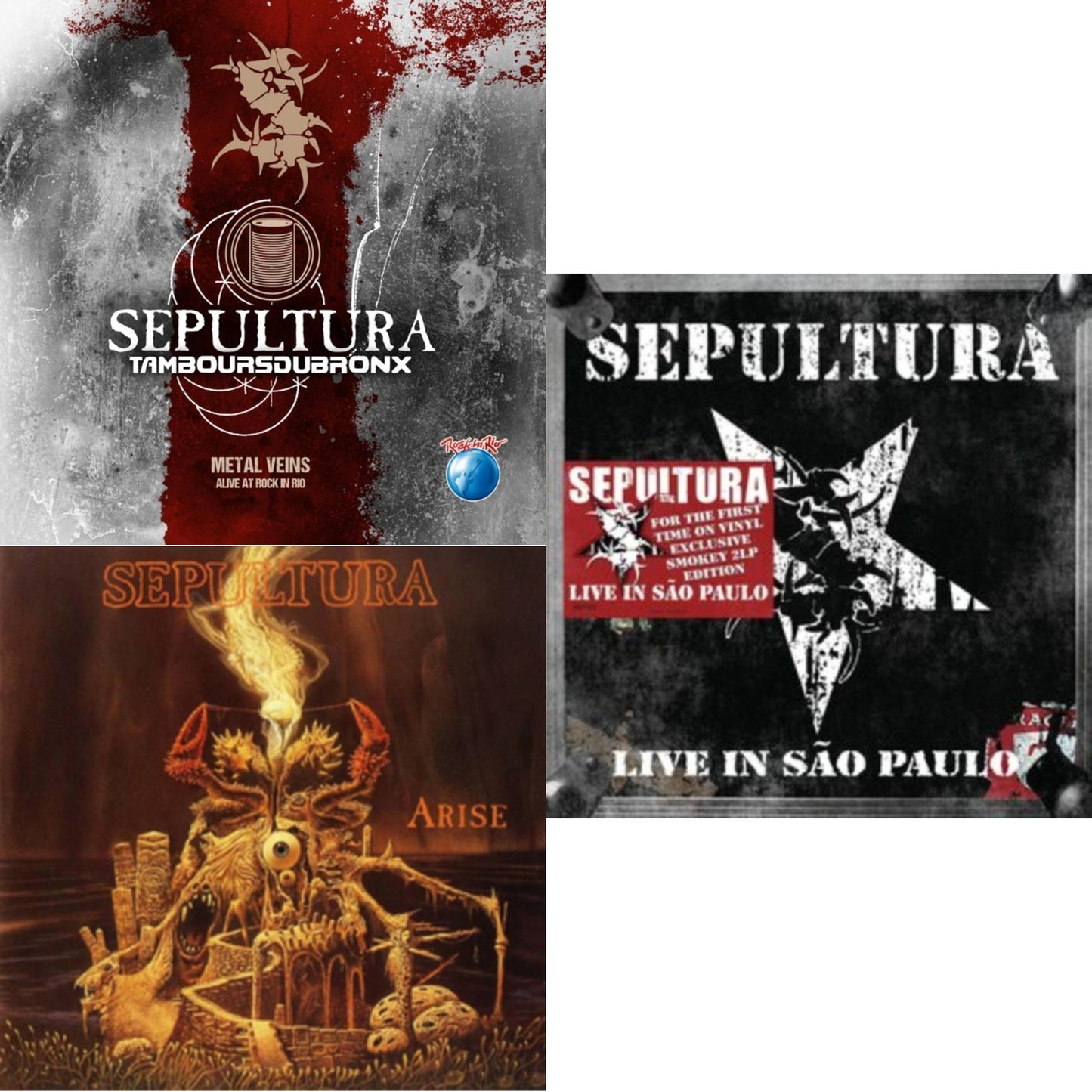 Sepultura - Metal Veins - Alive At Rock In Rio (Limited/2LP) & Live In Sao Paulo (2LP) & Arise (Expanded Edition)