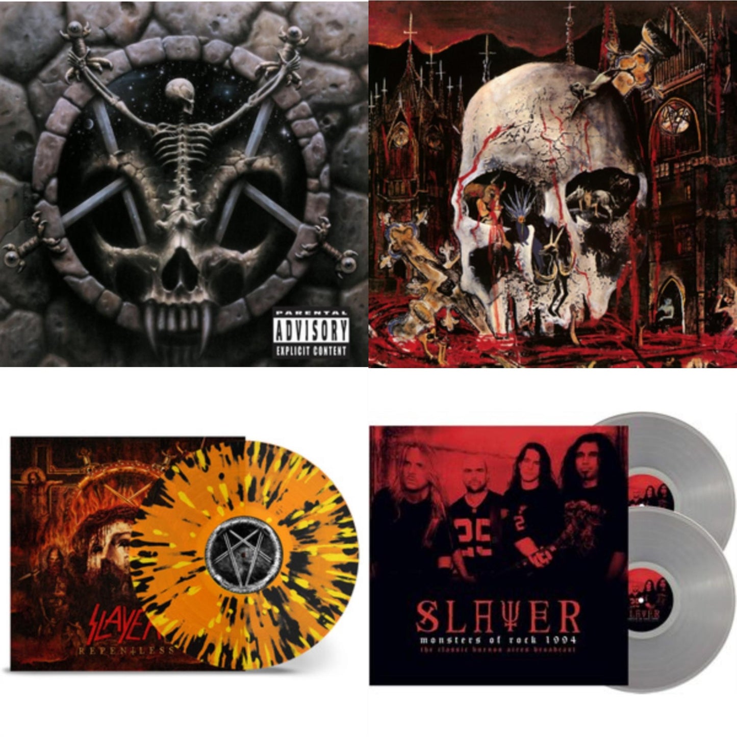 Slayer - Divine Intervention & South Of Heaven & Repentless (Trans Orange Yellow Black Splatter LP Vinyl) & Monsters Of Rock 1994 (2LP/140G/Clear Vinyl)