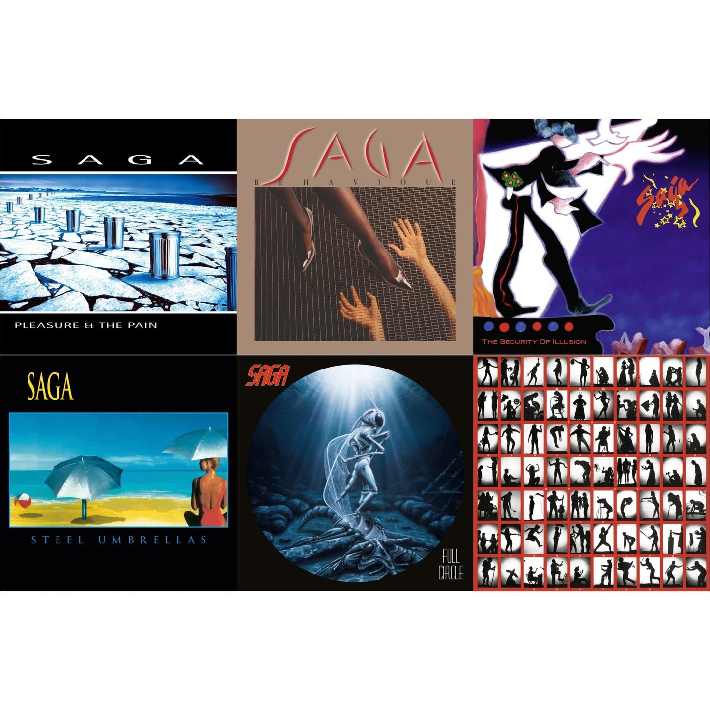 Saga - Behaviour & Beginner's Guide To Throwing Shapes (180G/Remastered) & Security Of Illusion (180G/Remastered) & Steel Umbrellas & Pleasure & The Pain & Full Circle (2021 Reissue) - LP Vinyl Bundle
