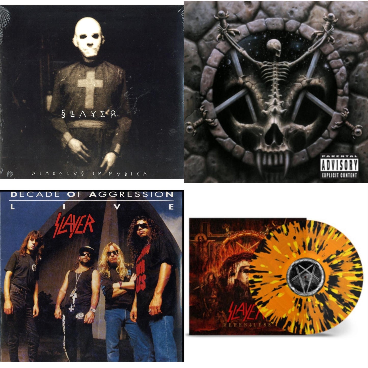Slayer - Diabolus In Musica & Divine Intervention & Live: Decade Of Aggression & Repentless (Trans Orange Yellow Black Splatter LP Vinyl)