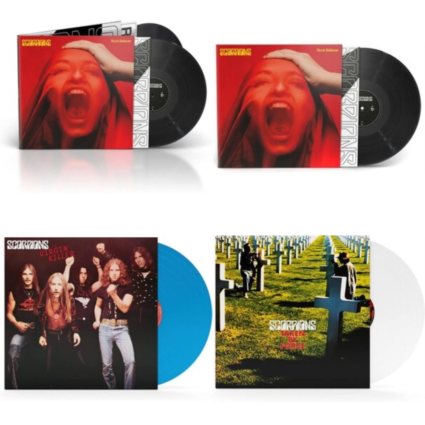 Scorpions - Rock Believer (Deluxe/180G/2LP/Limited) & Rock Believer & Virgin Killer (180G/Sky Blue LP Vinyl) & Taken By Force (180G/White LP Vinyl)