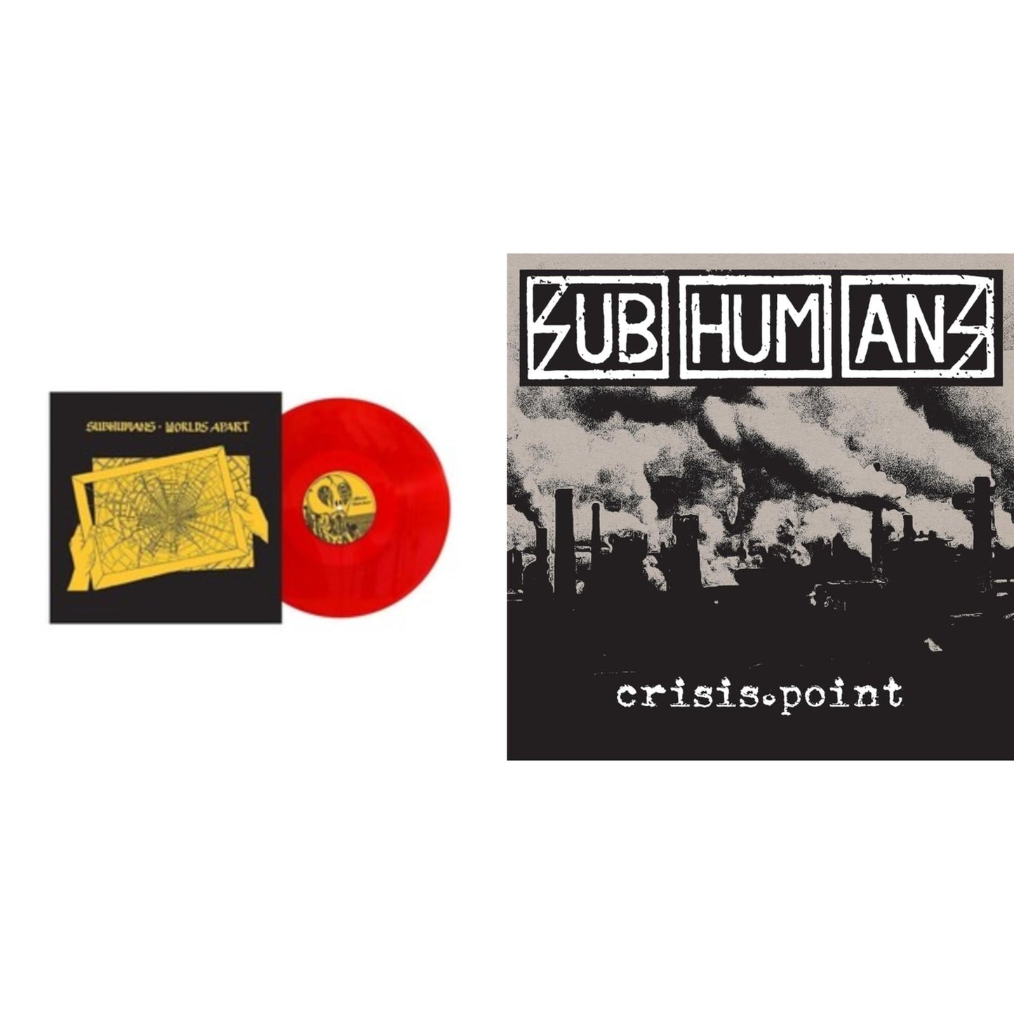 Subhumans - Worlds Apart (Red LP Vinyl) & Crisis Point (White & Black Galaxy LP Vinyl)