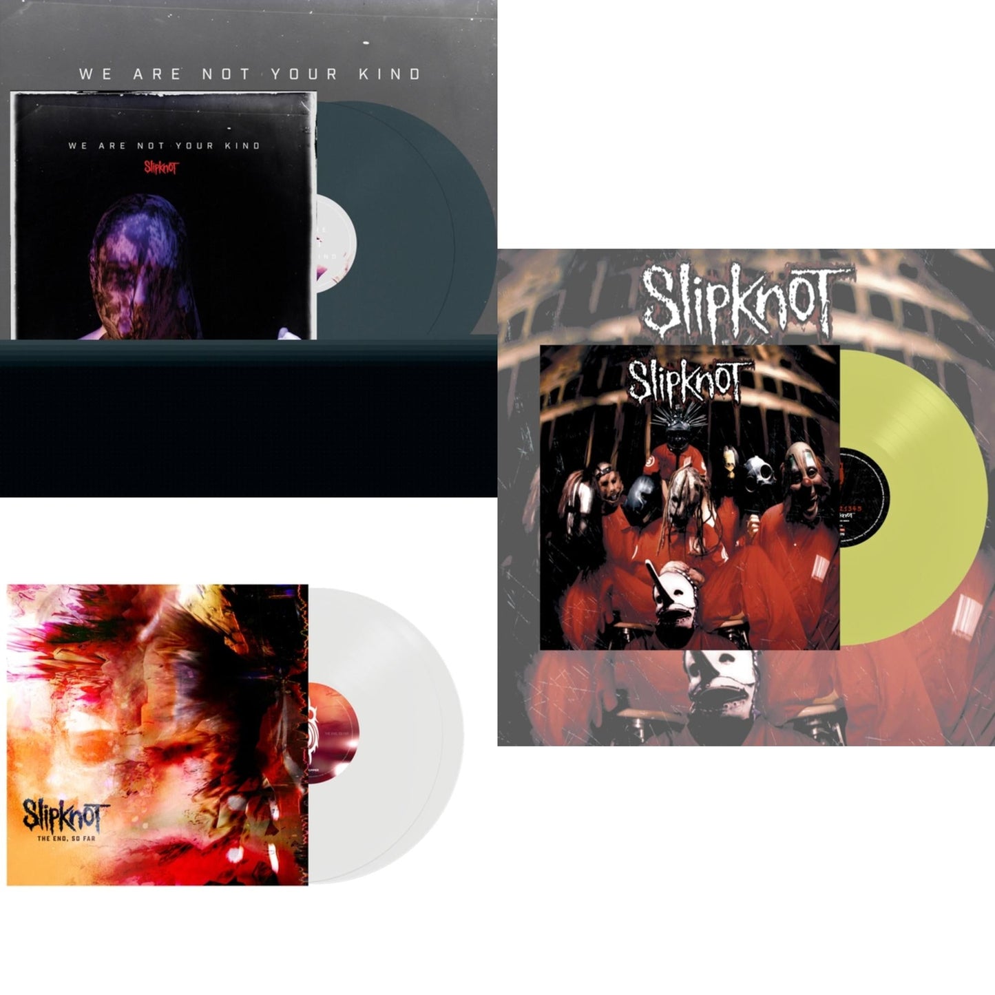 Slipknot - We Are Not Your Kind (2LP/Light Blue Vinyl) & End, So Far (Clear Vinyl/2LP) & Slipknot (Lemon LP Vinyl)